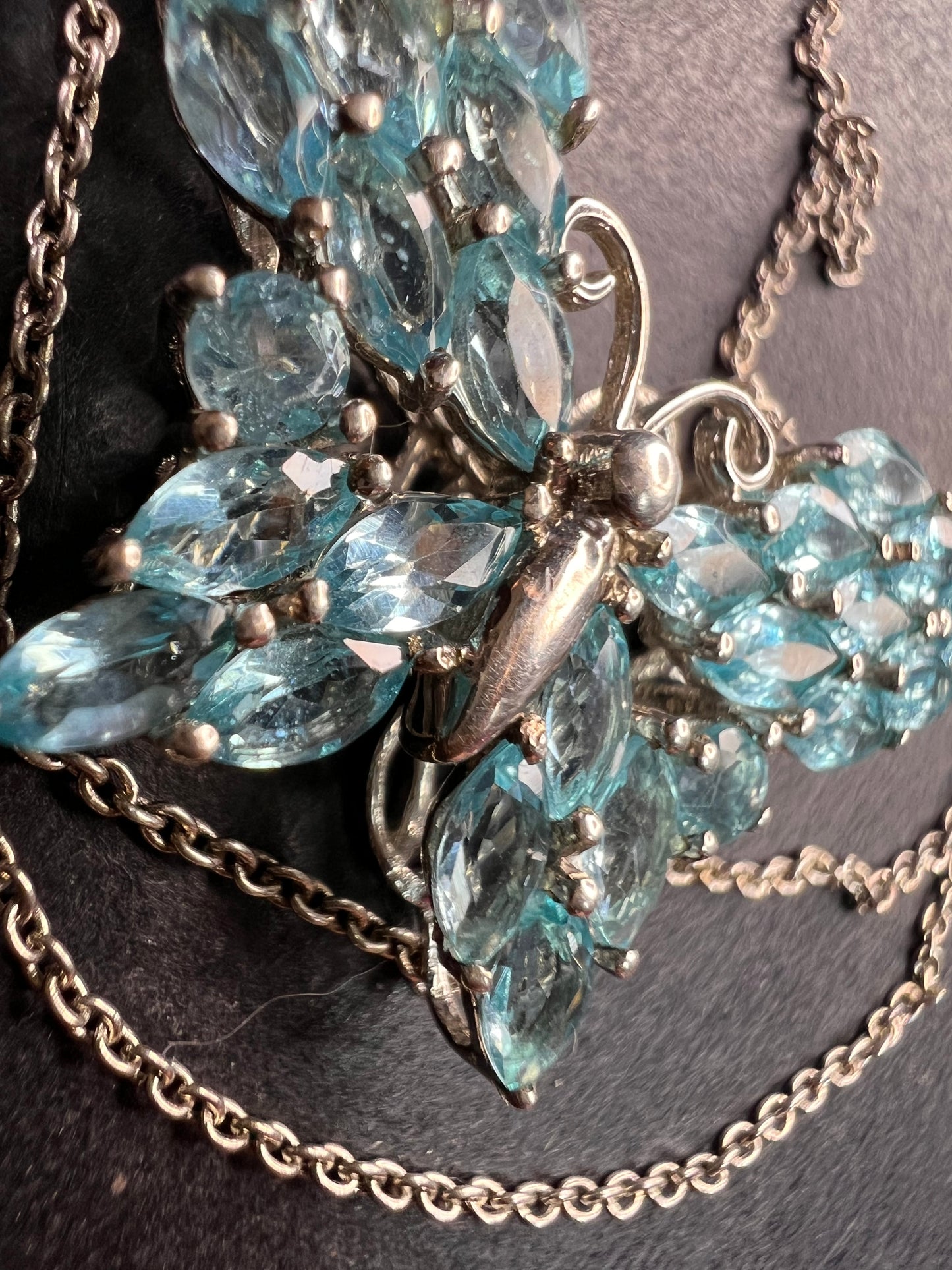 NEW Paraiba apatite butterfly pendant necklace in sterling silver