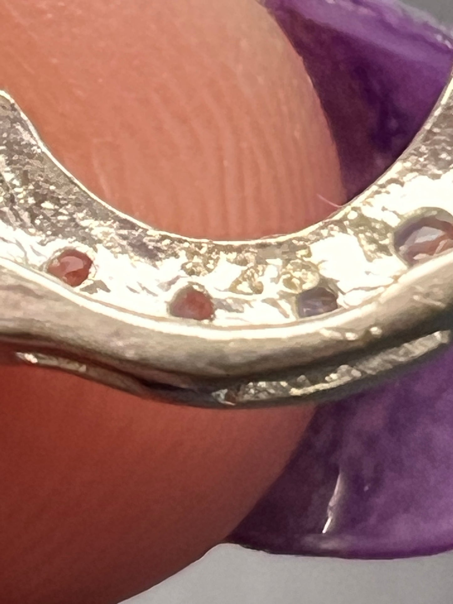 Purple Amethyst white topaz Rhodium Over Silver Cat Pendant Chain