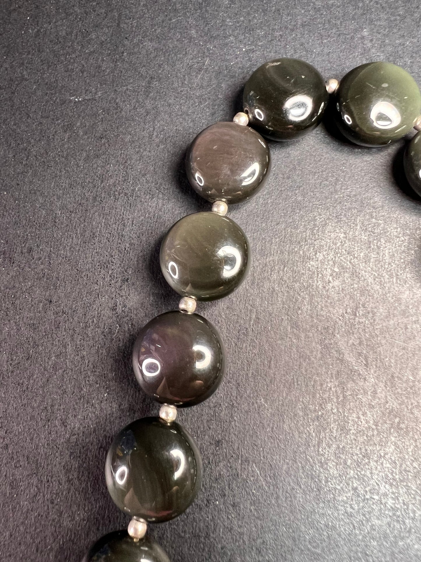 NEW rainbow obsidian and sterling silver necklace