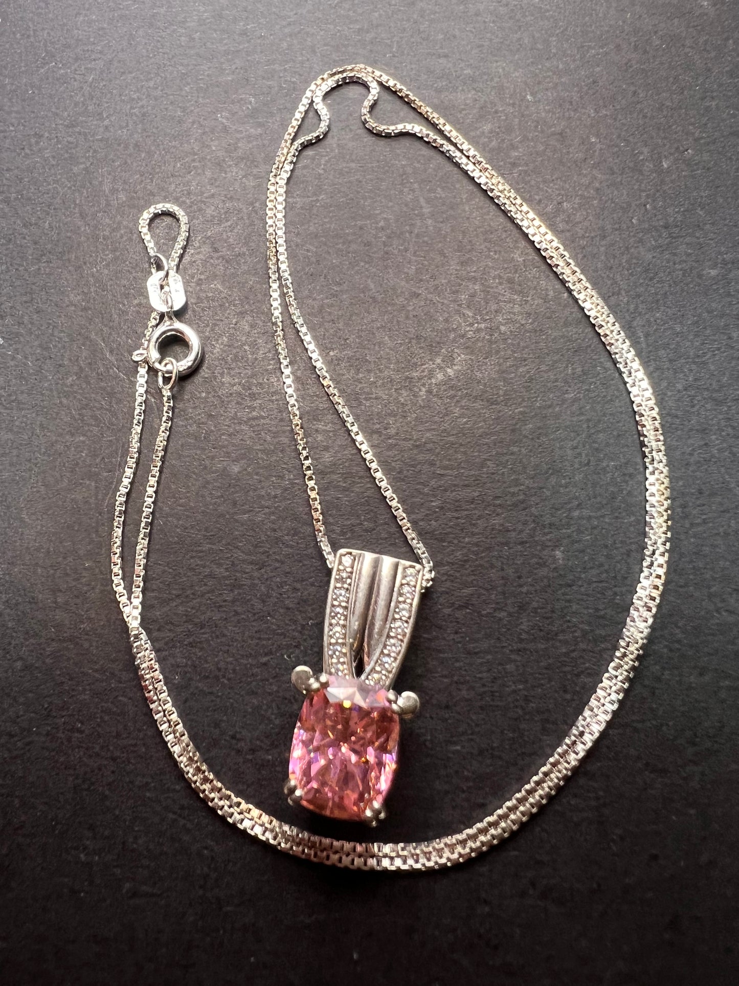 Bella Luce 5.17ctw Pink and white CZ Rhodium Over Silver Pendant