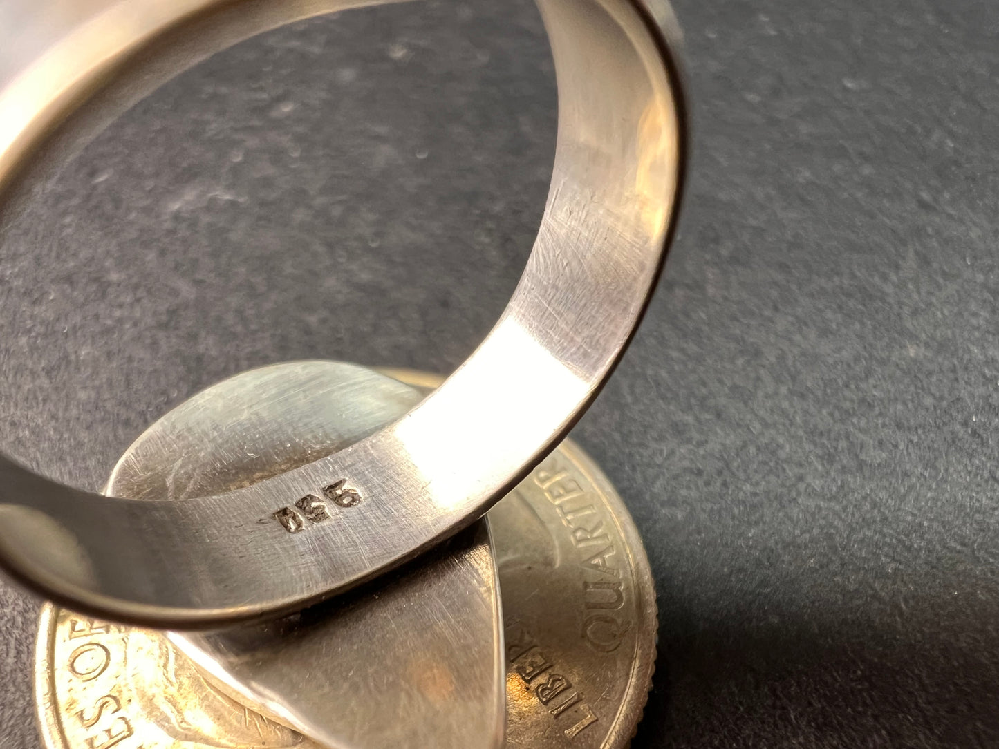 950 Silver Adjustable Huayruro Seed Resin Ring – Peruvian Artisan Good Luck Jewelry, Size 7