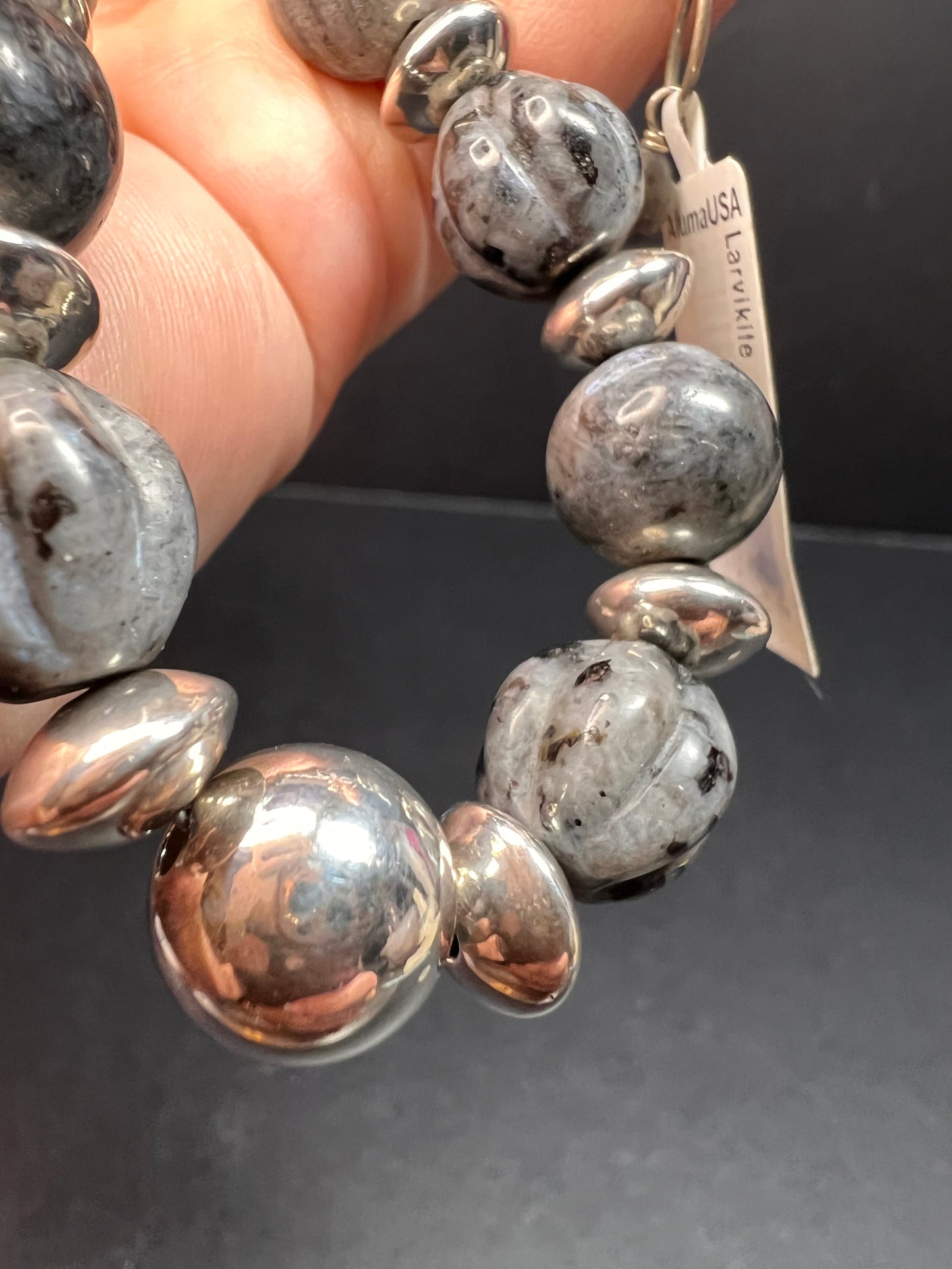 NEW Larvakite and sterling silver necklace