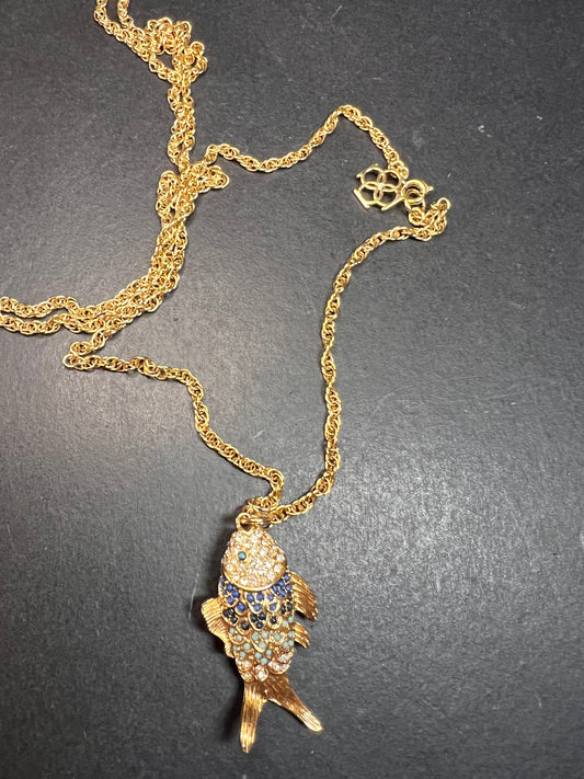 Vintage Ann Taylor gold tone fish pendant necklace