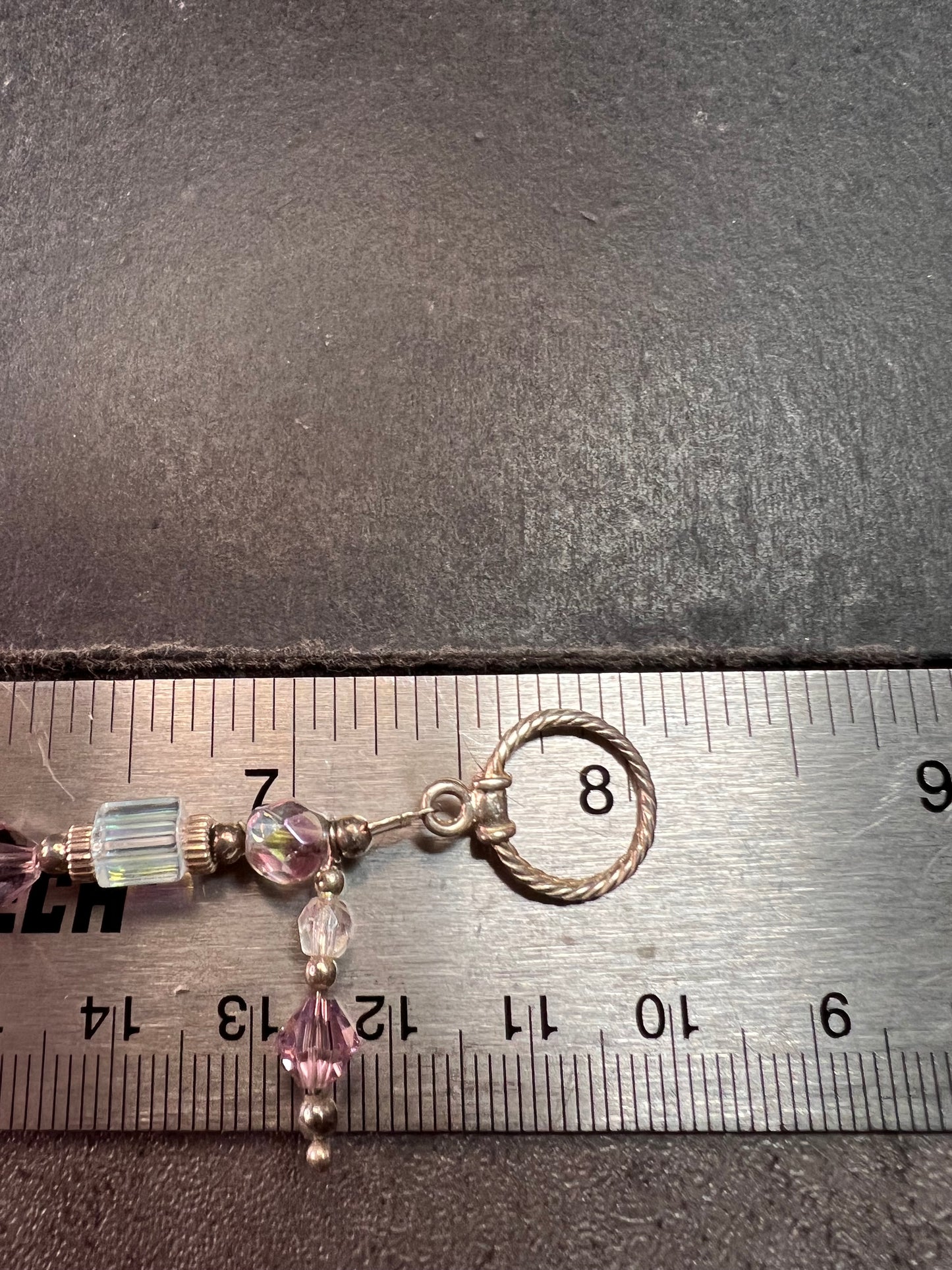 Vintage Sterling Silver Toggle Bracelet with Purple Crystal & Lampwork Beads