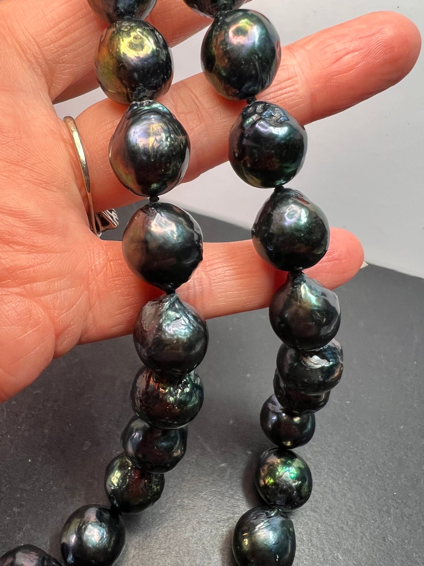 13mm Tahitian peacock baroque pearl 22 inch necklace with sterling silver clasp