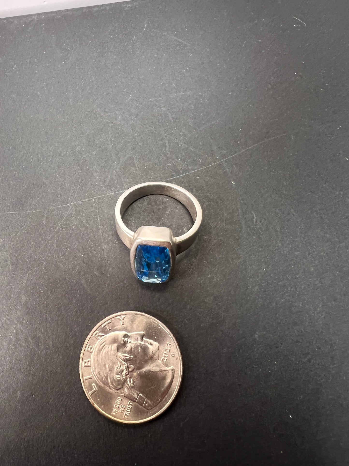 NEW size 8 Swiss blue topaz sterling silver ring size 8.17 grams