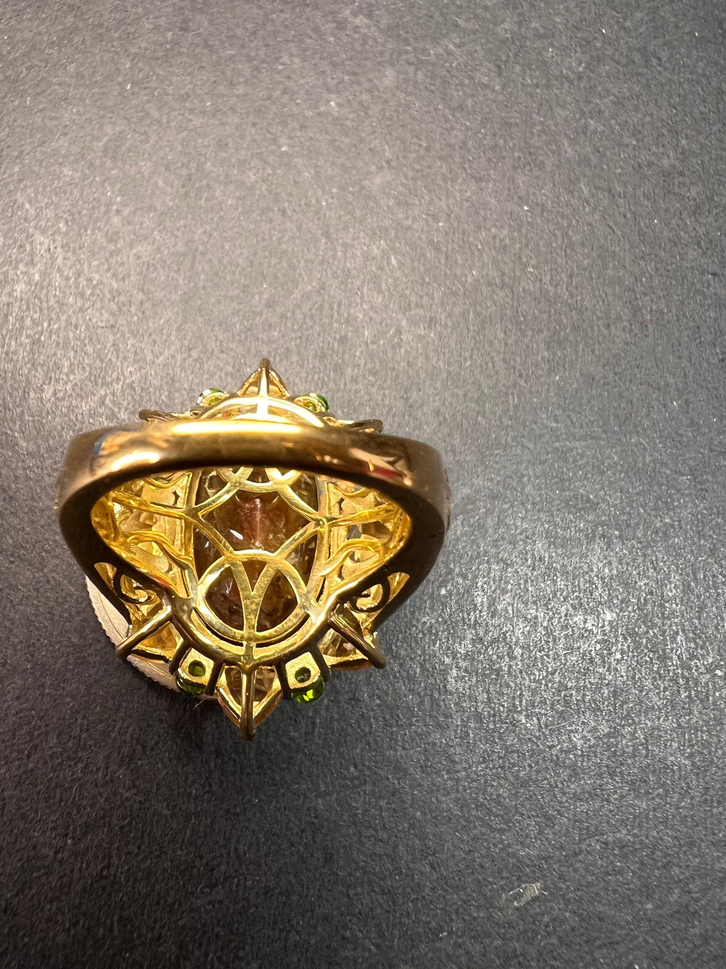 NEW chocolate sapphire multi gem cocktail ring in vermeil size 7