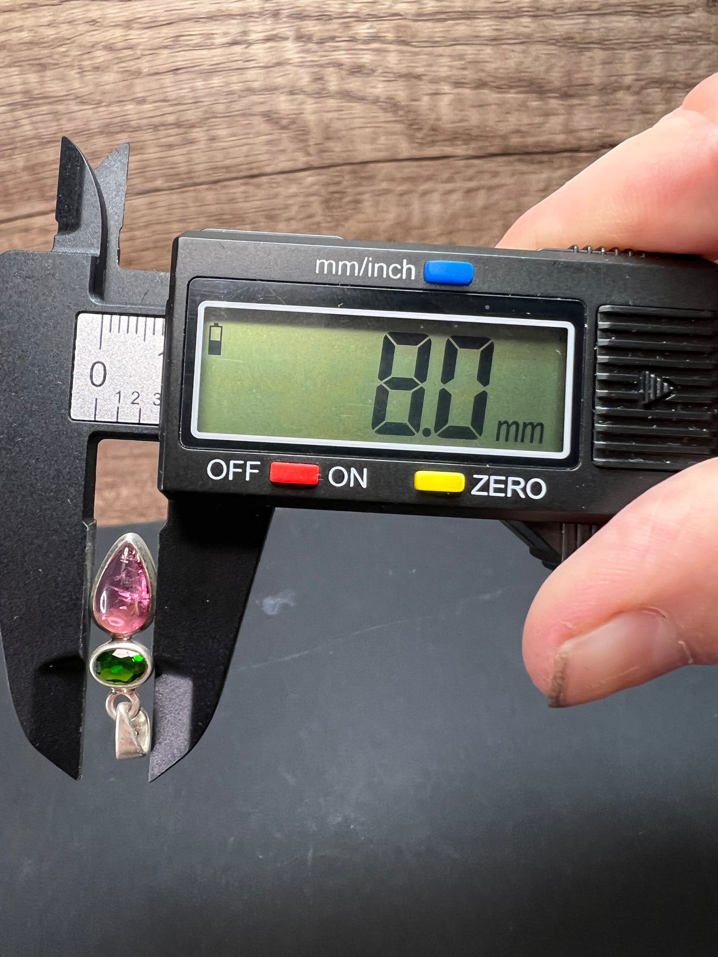 NEW Pink tourmaline and chrome diopside sterling silver pendant 1.75 grams