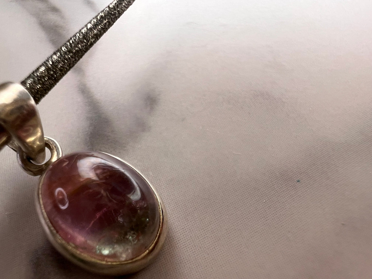 NEW Pink, lilac, blue tri tourmaline sterling silver pendant 1.79 grams