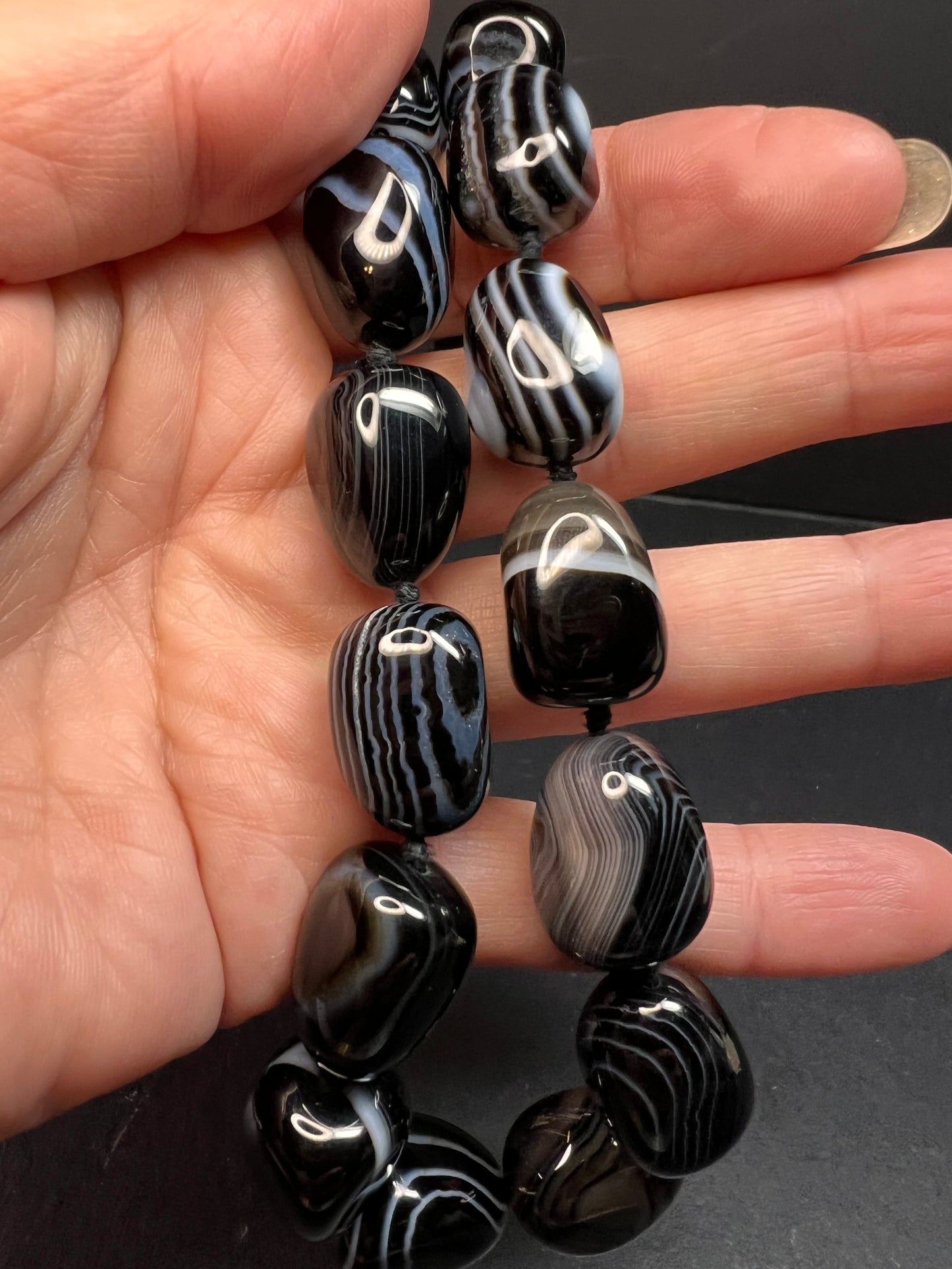 NEW Botswana agate 18 inch necklace with sterling silver clasp