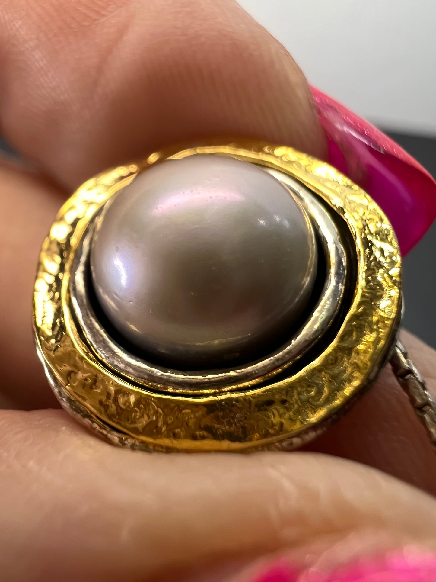 Silver Cultured Freshwater Pearl Sterling Silver With 14k Yellow Gold Over Accent Necklace