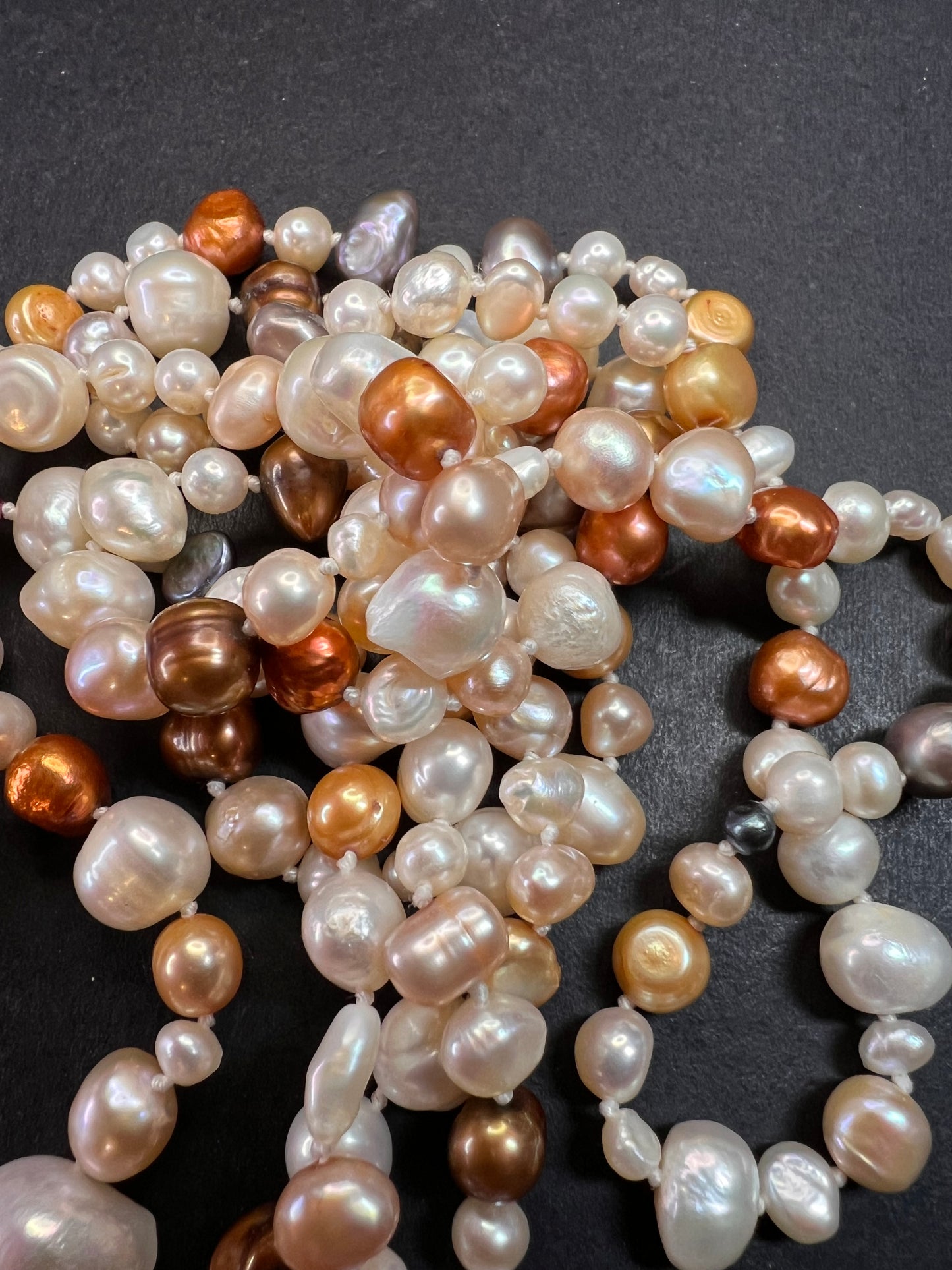 Multi colored freshwater pearls 50 inch endless necklace