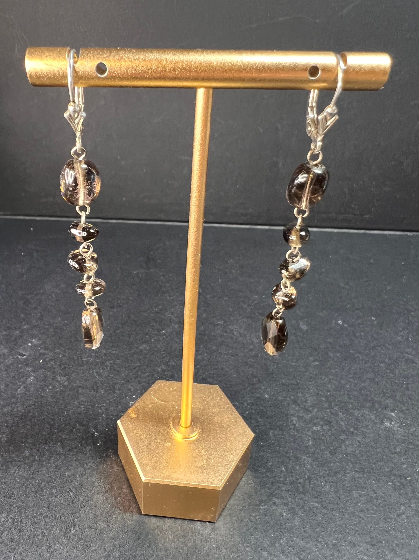 NEW Nate & Etan smoky quartz sterling silver dangle earrings