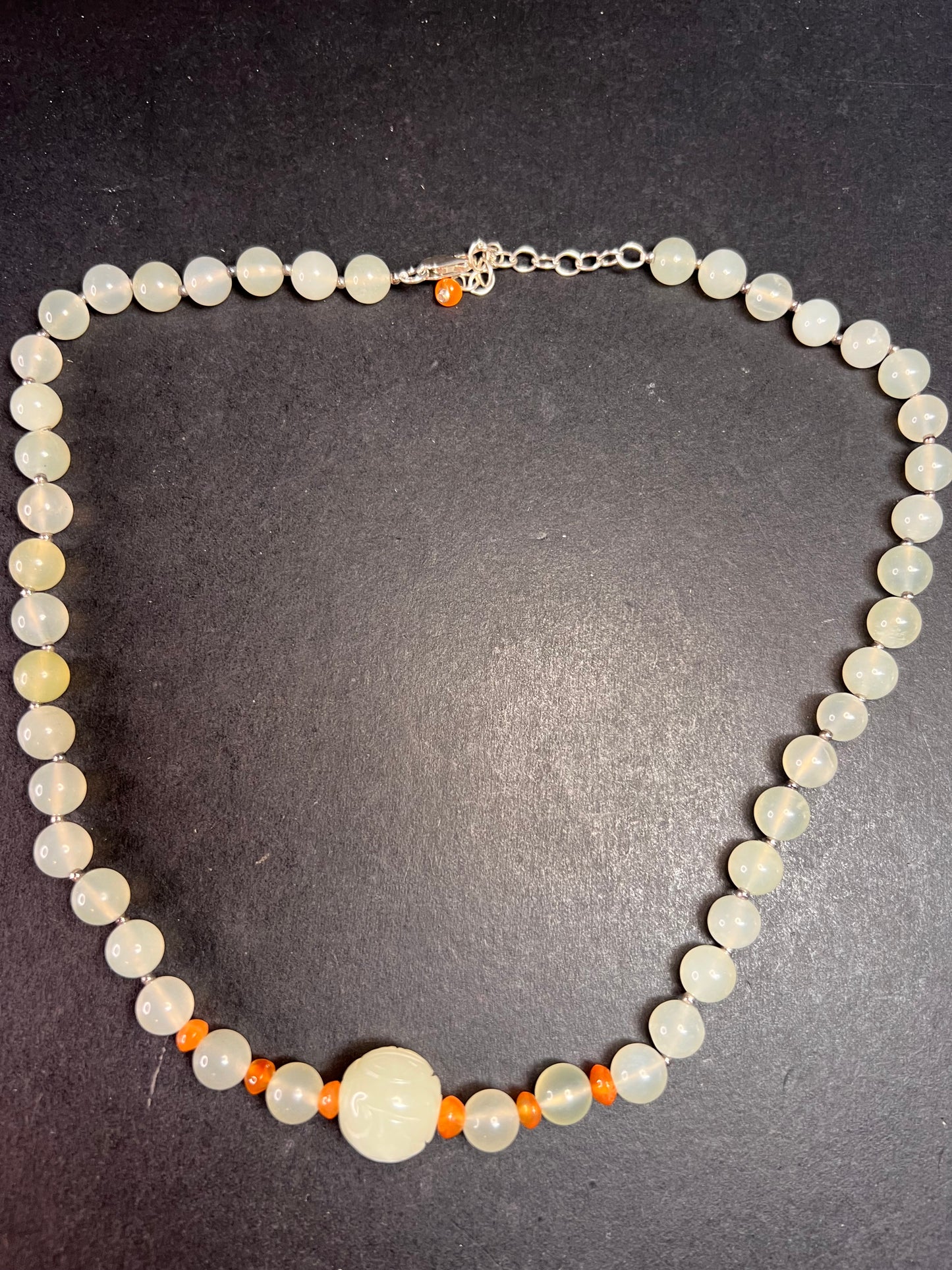 NEW serpentine and carnelian necklace with sterling silver clasp