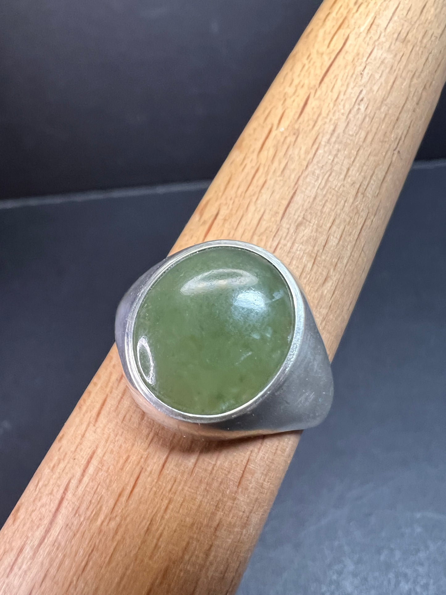 Vintage Pa Ha Co nephrite Jade sterling silver ring size 12