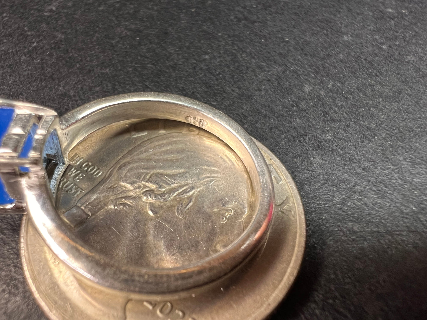 Square cut blue chalcedony sterling silver ring size 6