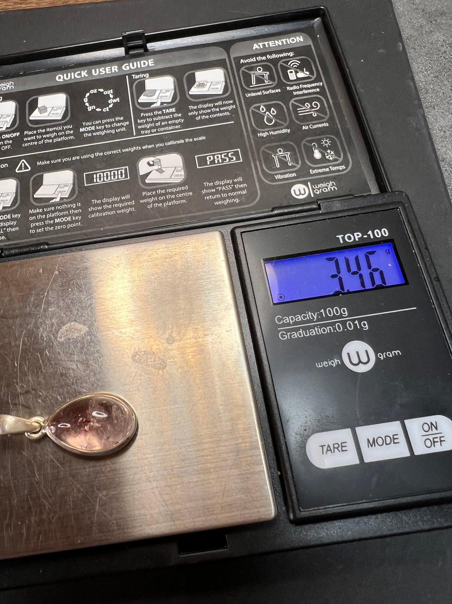 NEW Lepidocrocite super 7 teardrop sterling silver pendant 3.46 grams