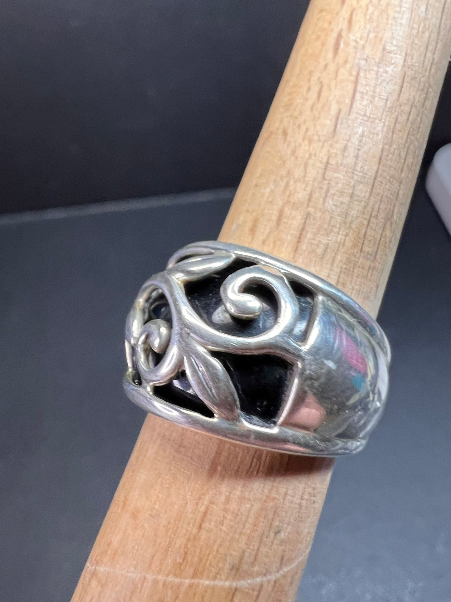 Vintage sterling silver black onyx ring size 5