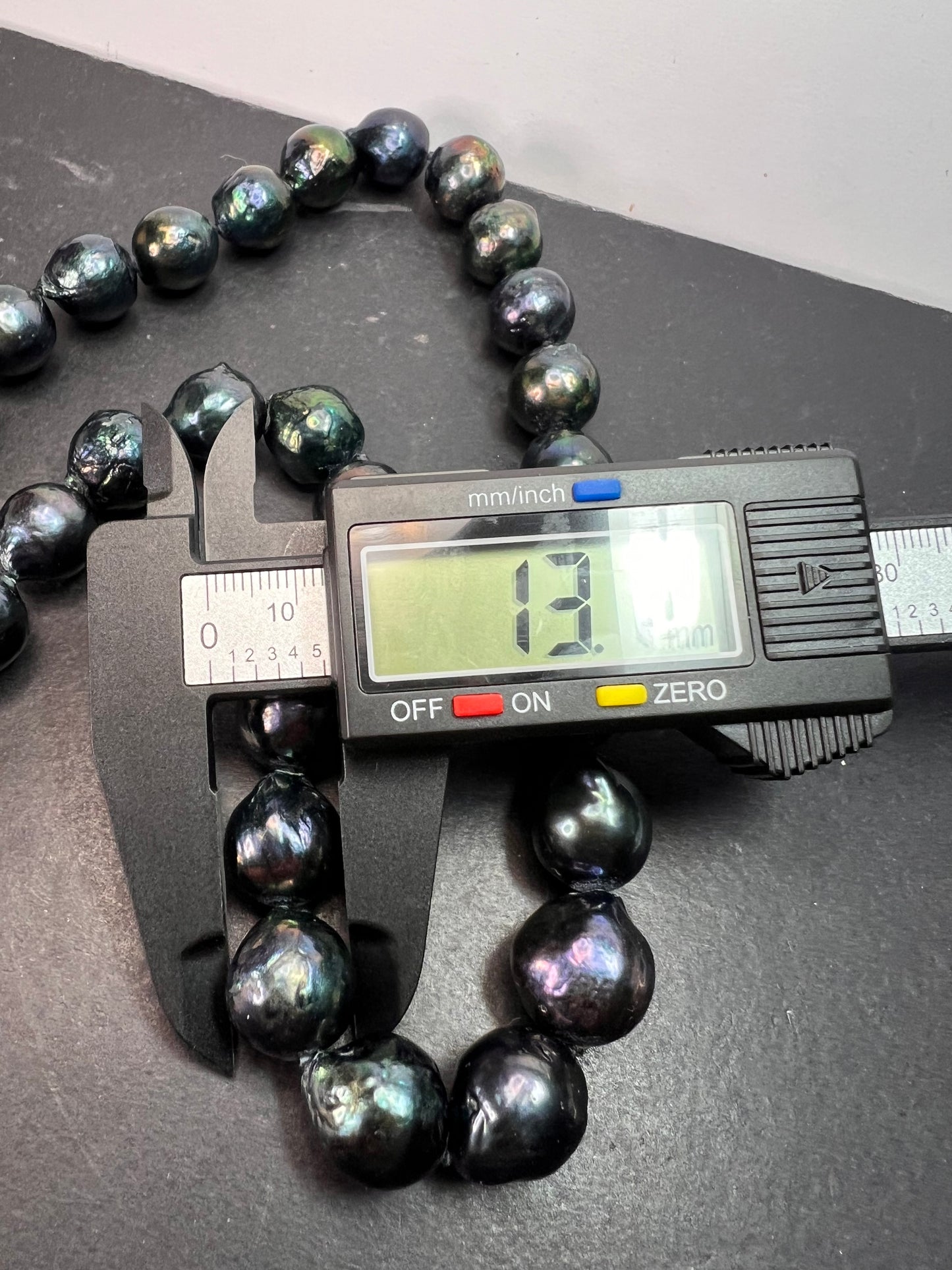 13mm Tahitian peacock baroque pearl 22 inch necklace with sterling silver clasp