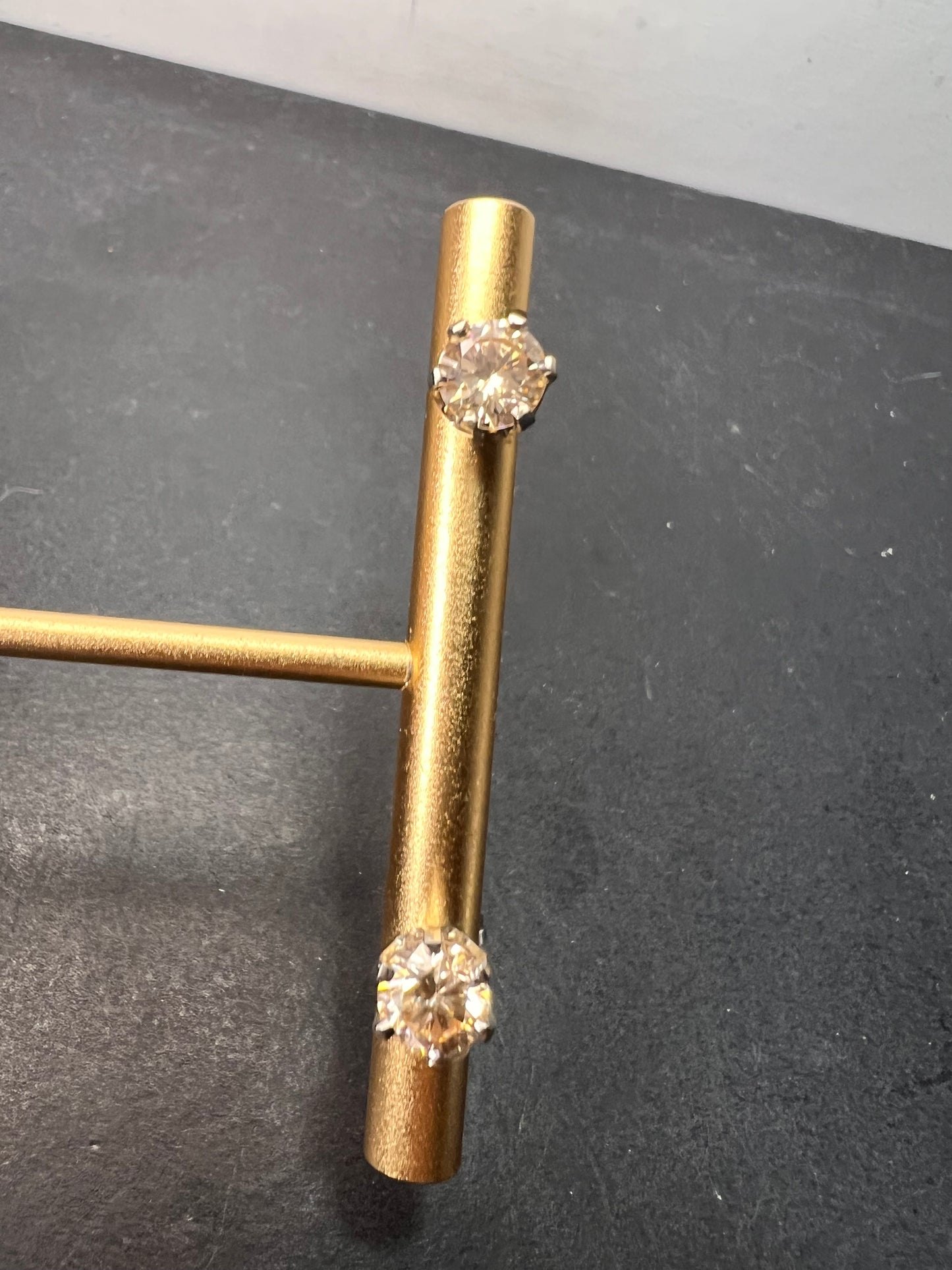 14k white gold champagne 2ctw CZ stud earrings 6.7mm