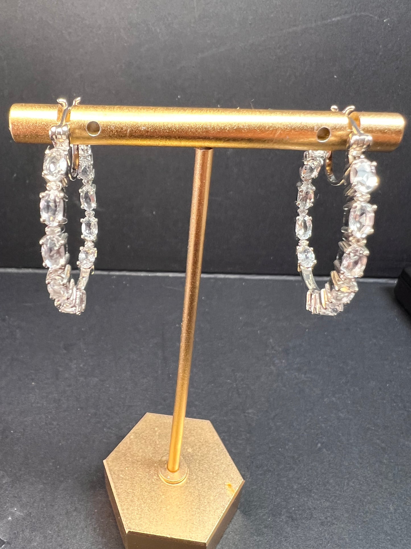 NEW Petalite and zircon inside out hoop earrings in platinum over sterling silver