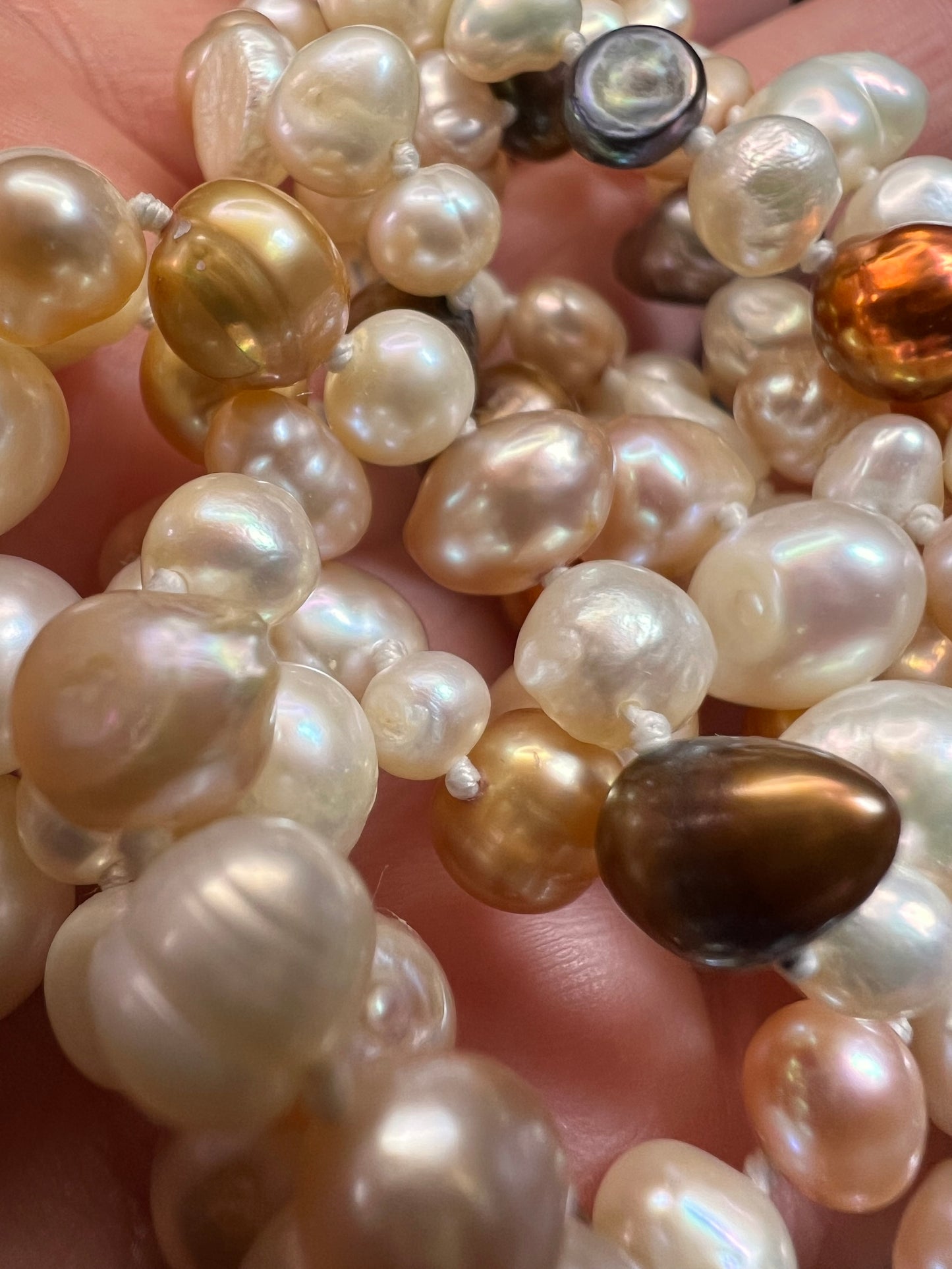 Multi colored freshwater pearls 50 inch endless necklace