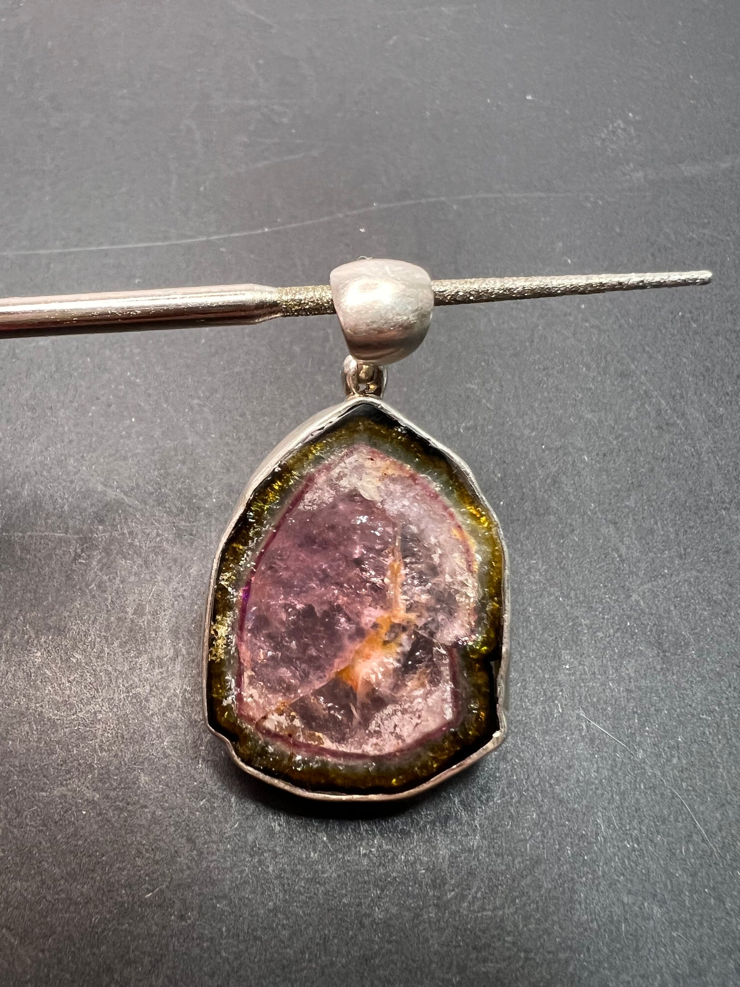 NEW Watermelon tourmaline sterling silver pendant 8.16 grams