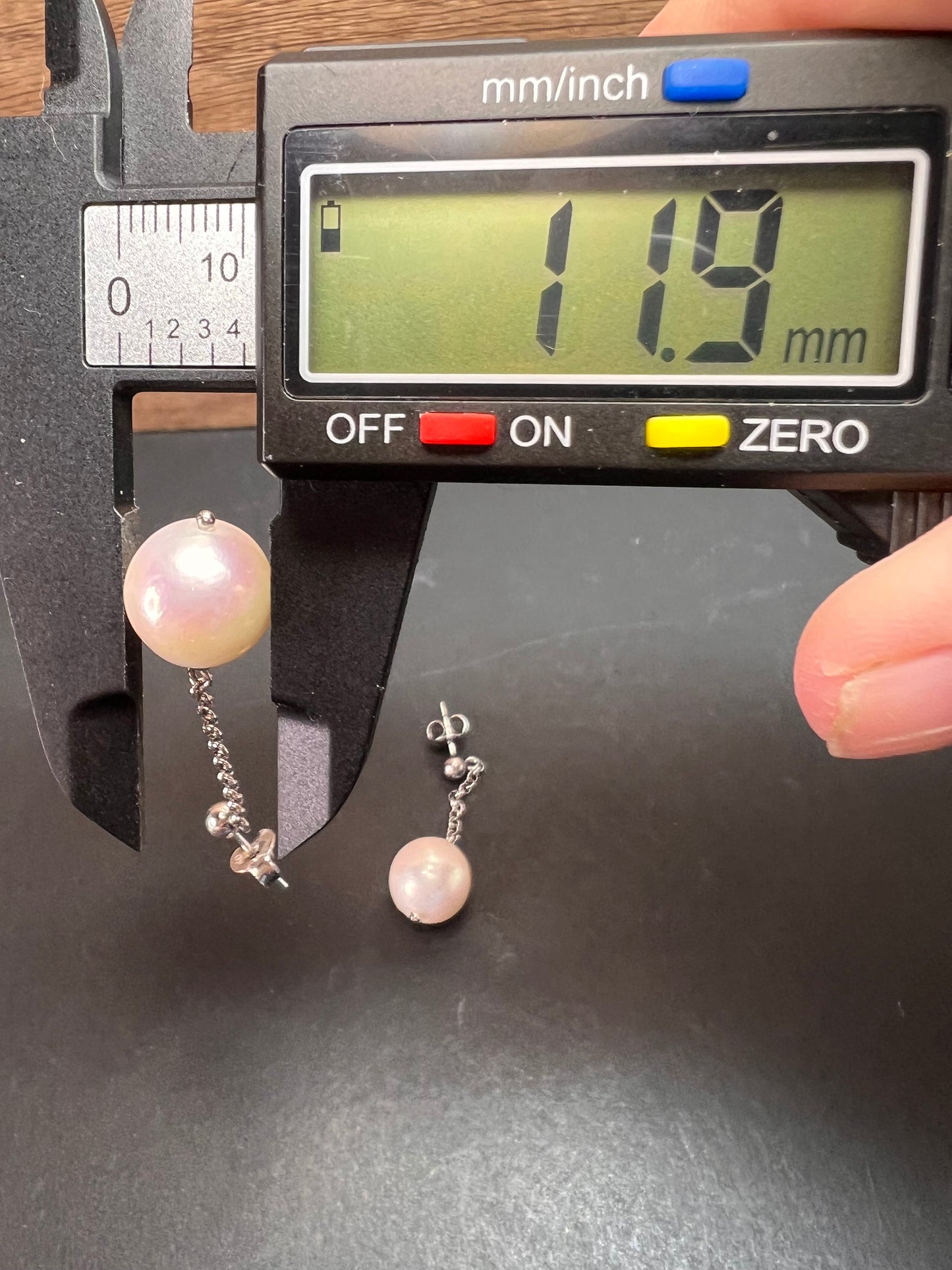 12mm white cultured pearl dangle earrings in sterling silver