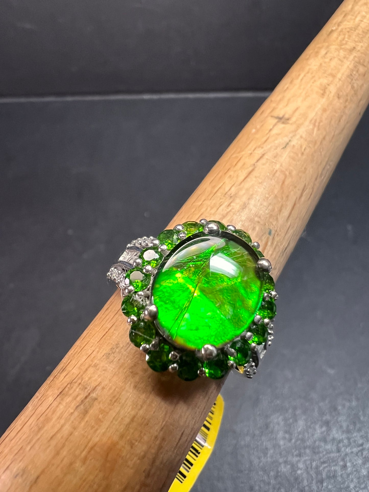 NEW with tag ammolite and diamond sterling silver ring size 7