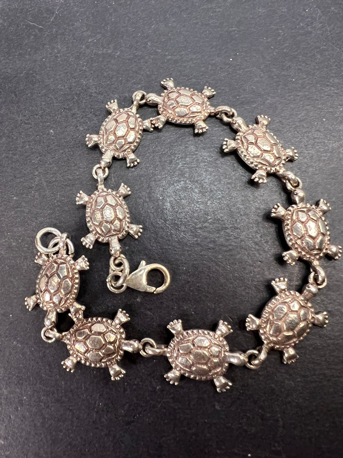 Vintage sterling silver turtles bracelet