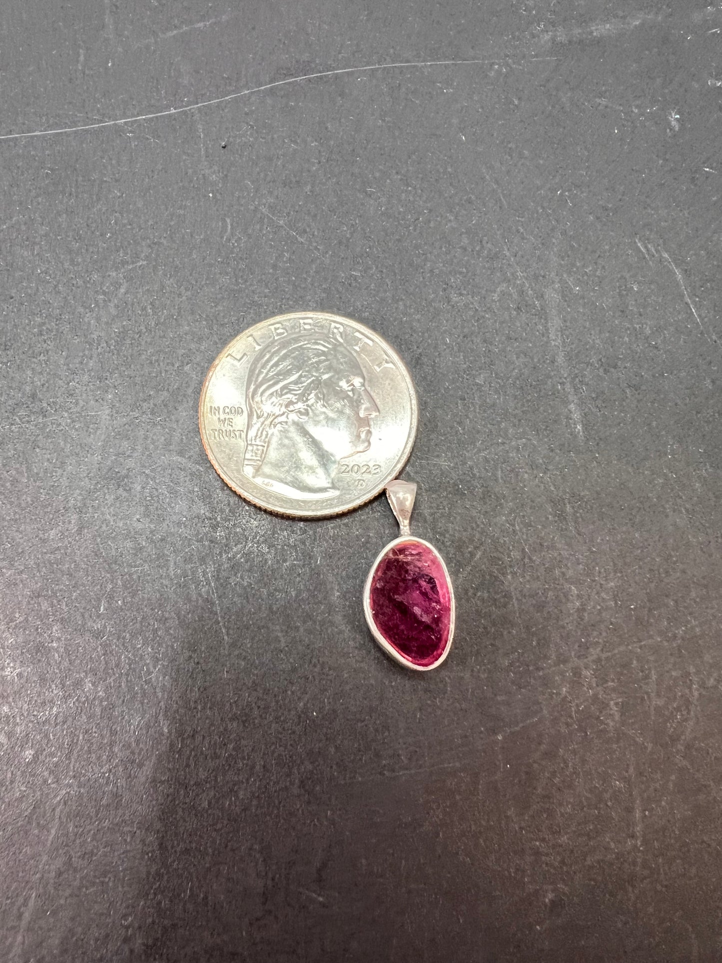 NEW Pink tourmaline sterling silver pendant 1.24 grams