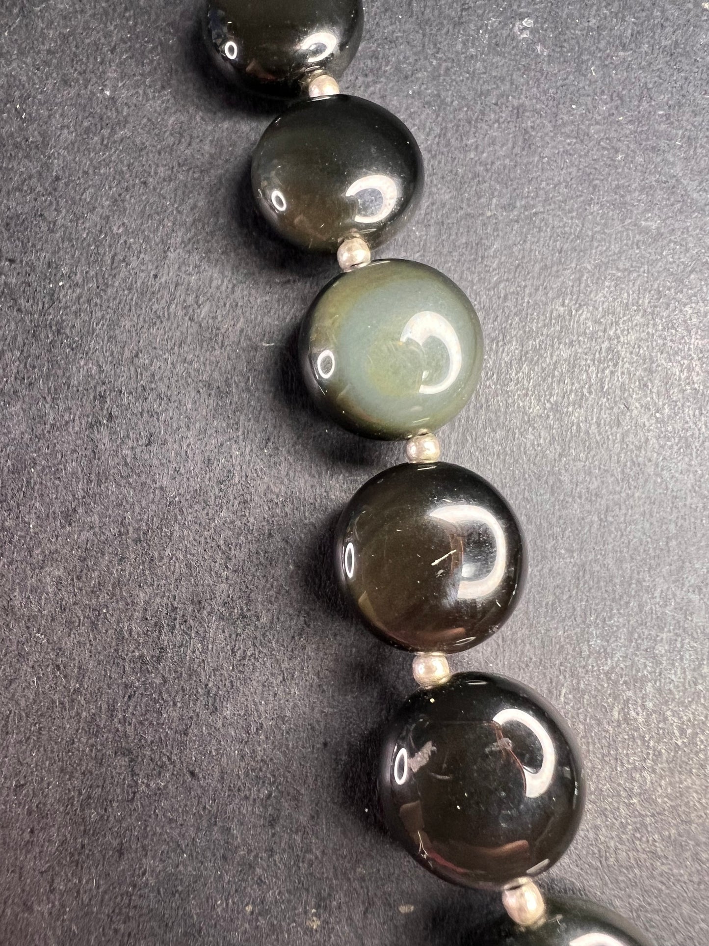 NEW rainbow obsidian and sterling silver necklace