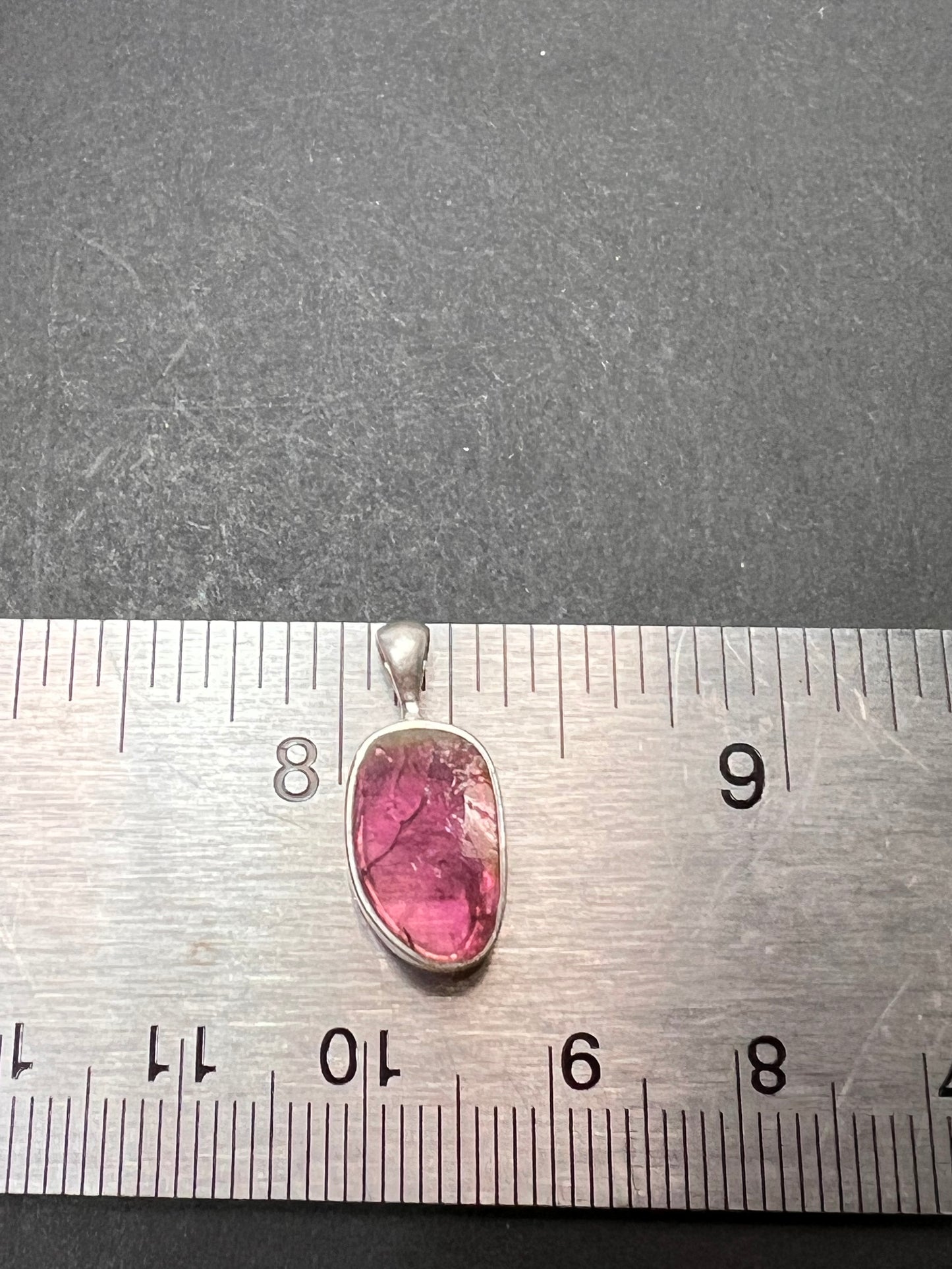 NEW pink/ watermelon tourmaline sterling silver pendant 1.31 grams