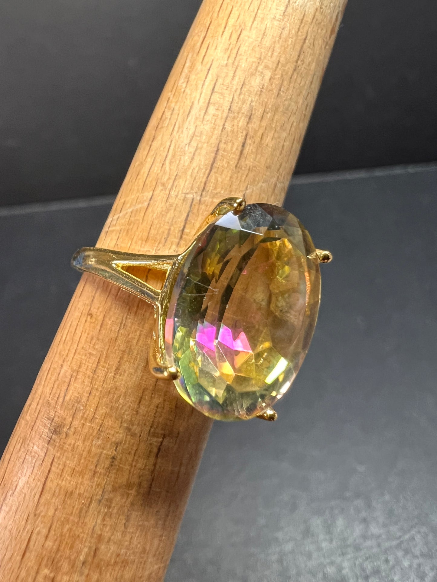 NEW Mystic Quartz ring in gold over sterling silver size 7