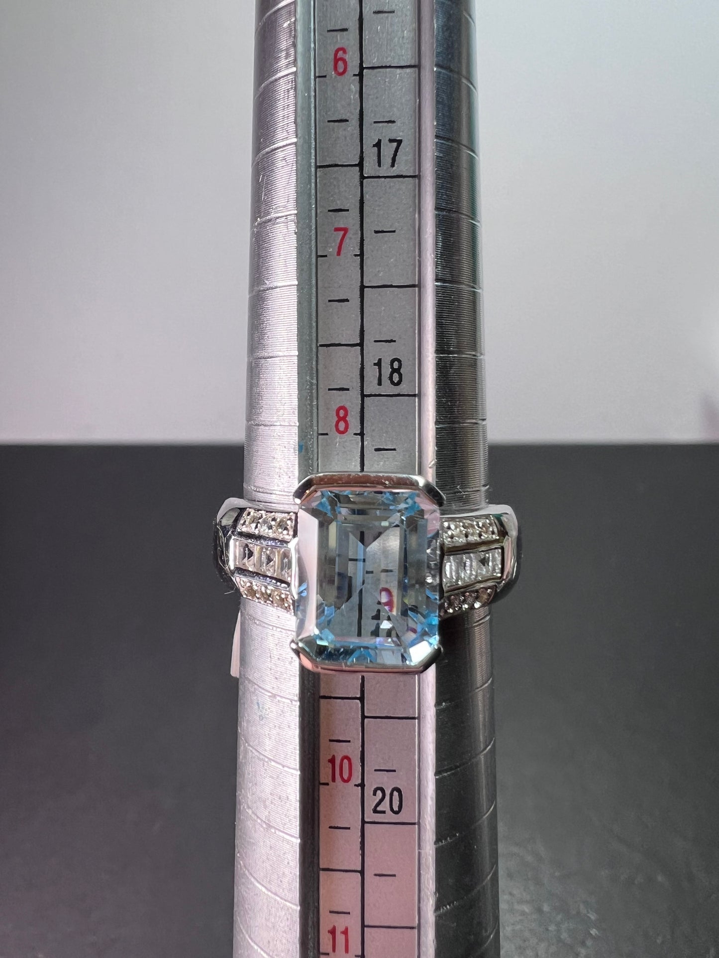 Blue and white topaz sterling ring size 9