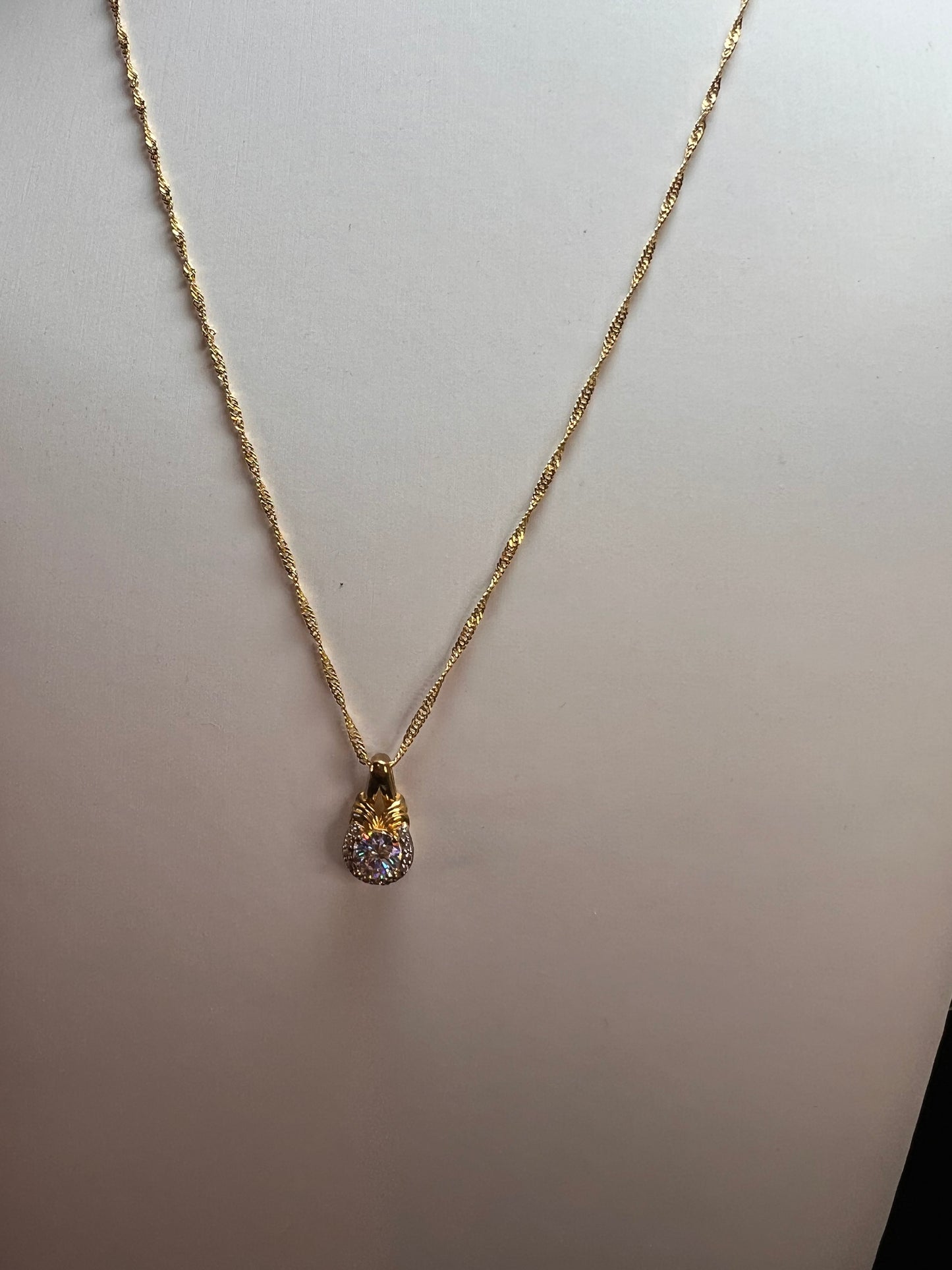 Strontium Titanate And White Zircon 18k Yellow Gold Over Sterling Silver Pendant With Chain 1.23ctw