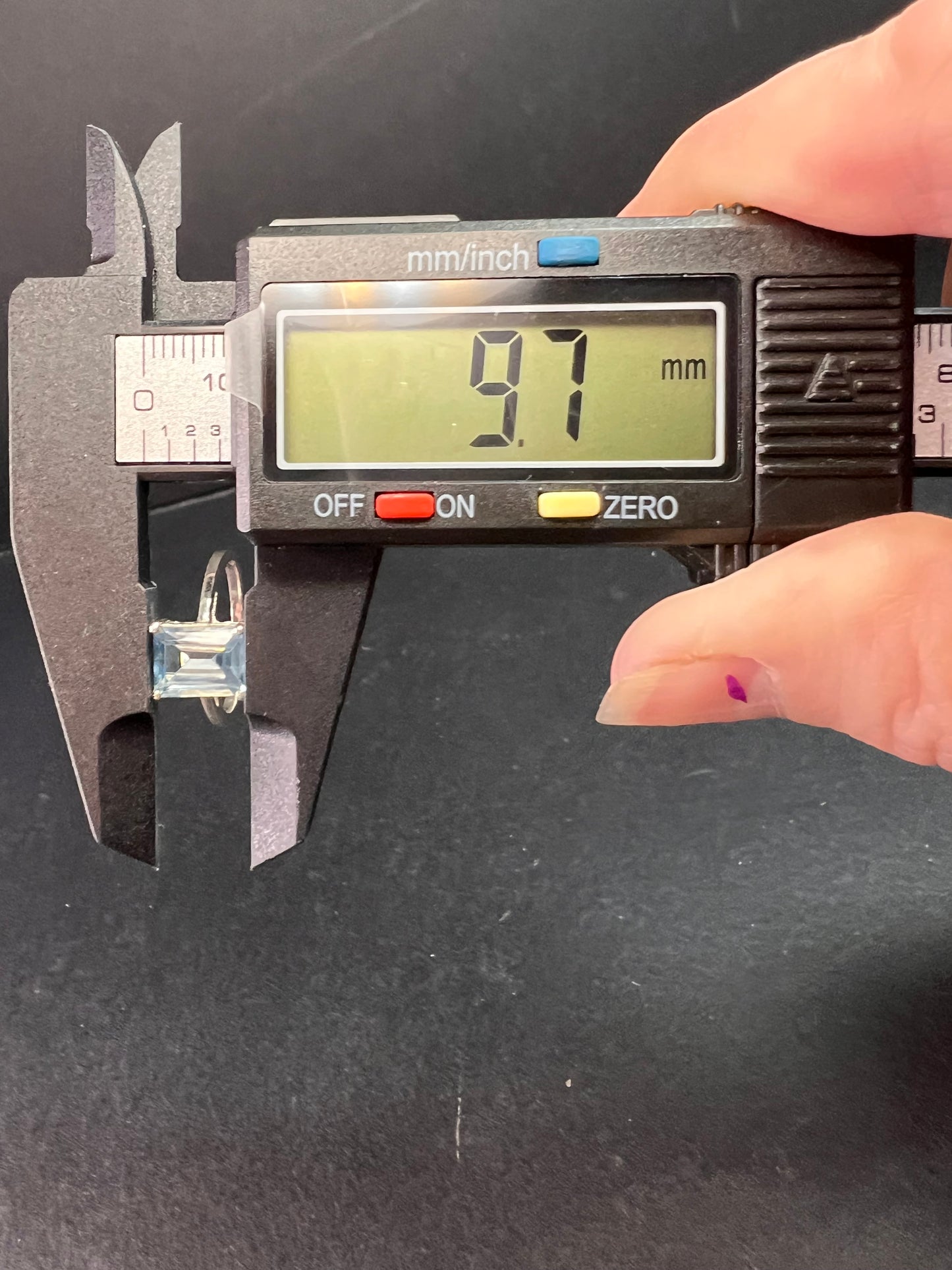 Blue topaz emerald cut sterling silver ring size 7