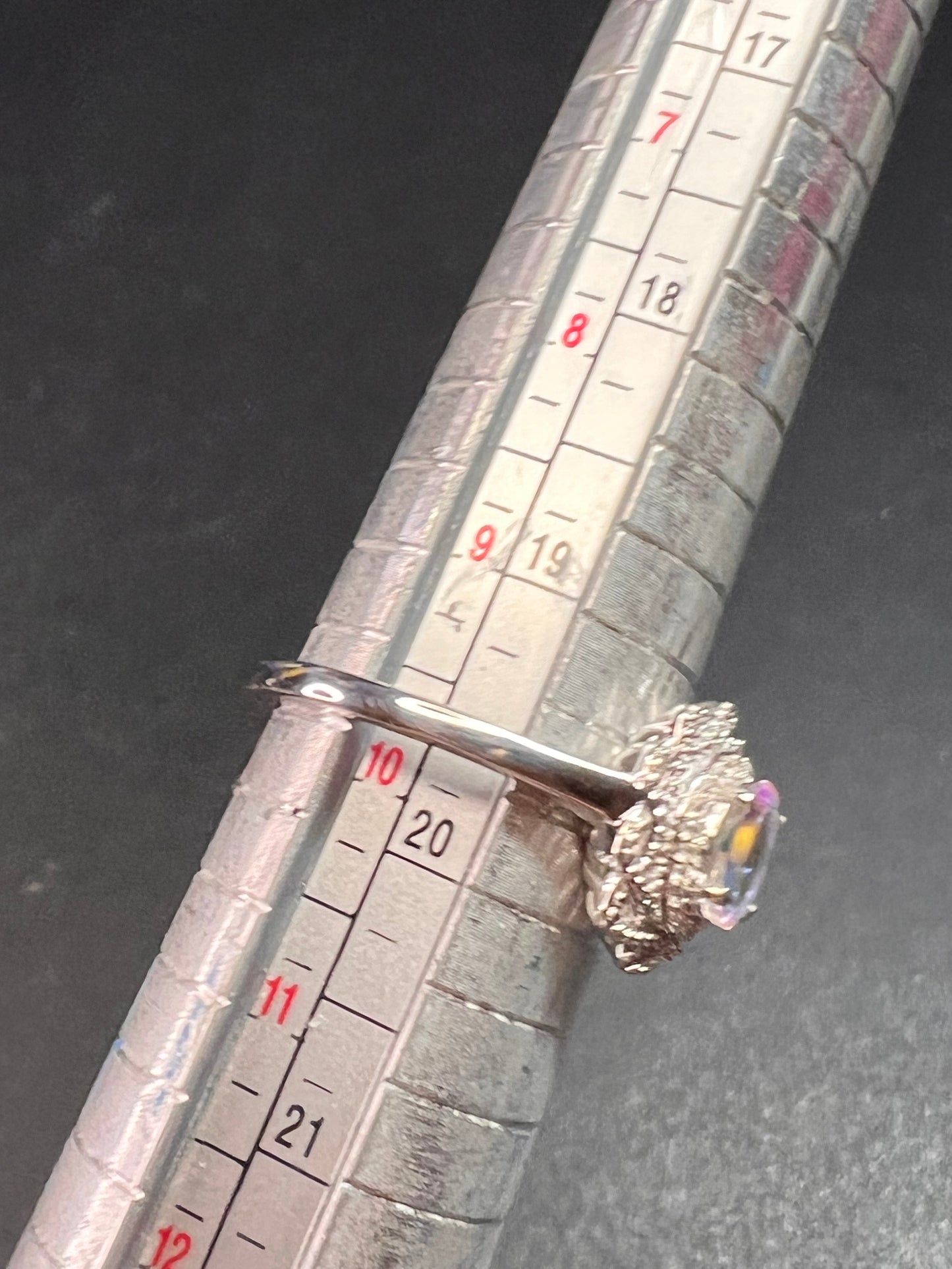 NEW Mercury Mystic topaz and zircon celestial halo ring in rhodium over sterling silver size 10