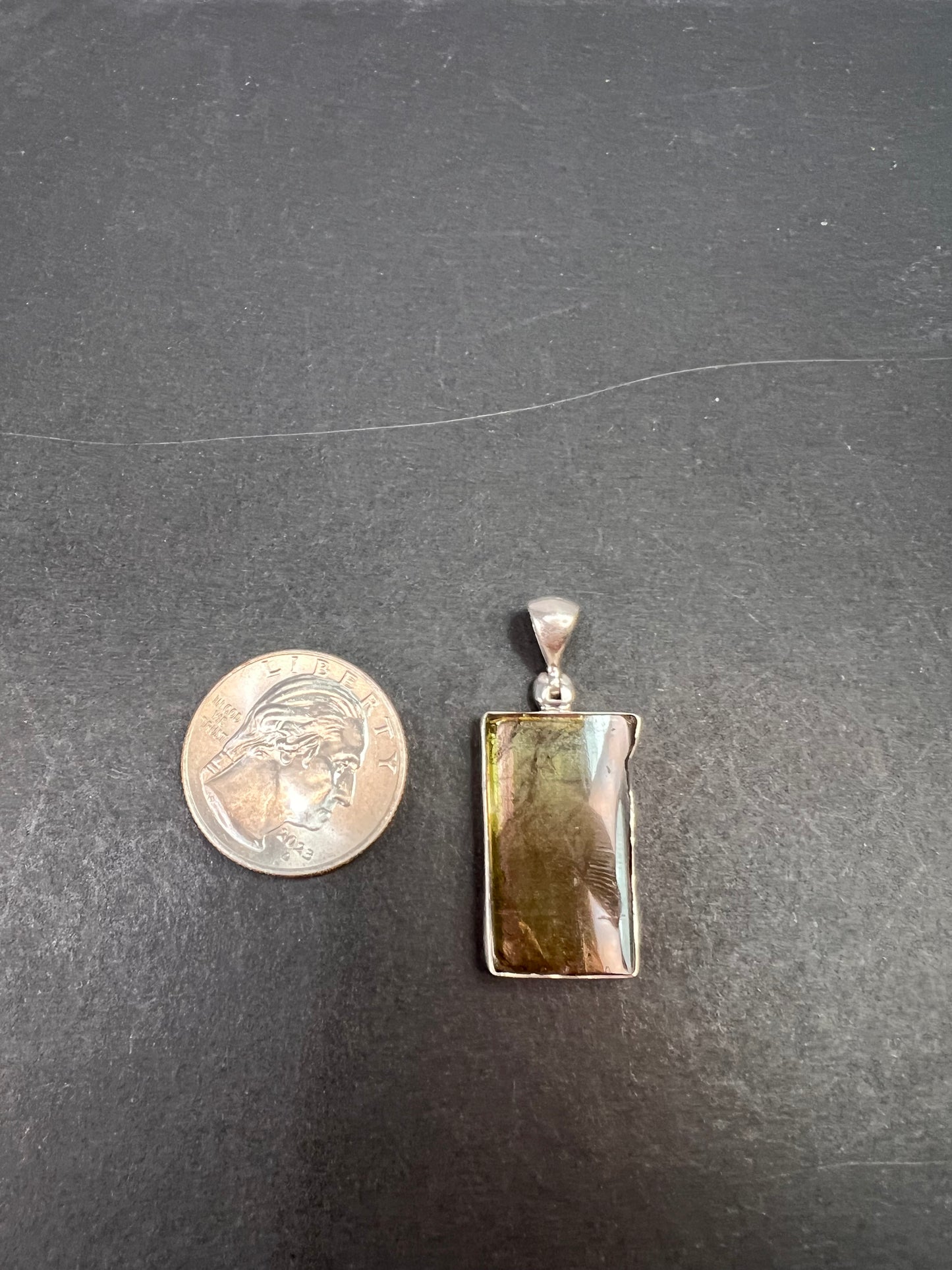 NEW Green watermelon tourmaline sterling silver pendant 4.97 grams