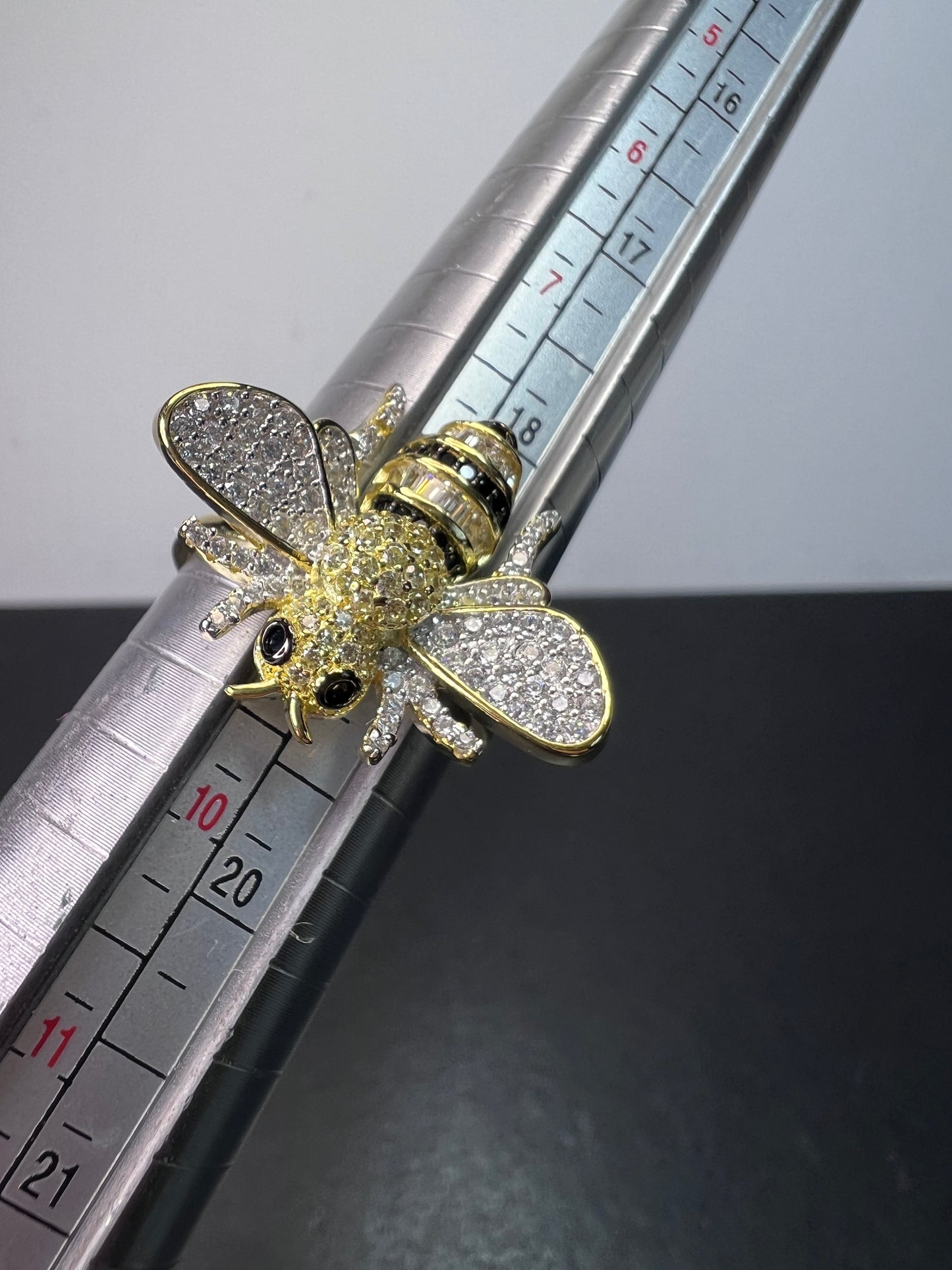 Bumblebee gold over sterling silver CZ ring size 9