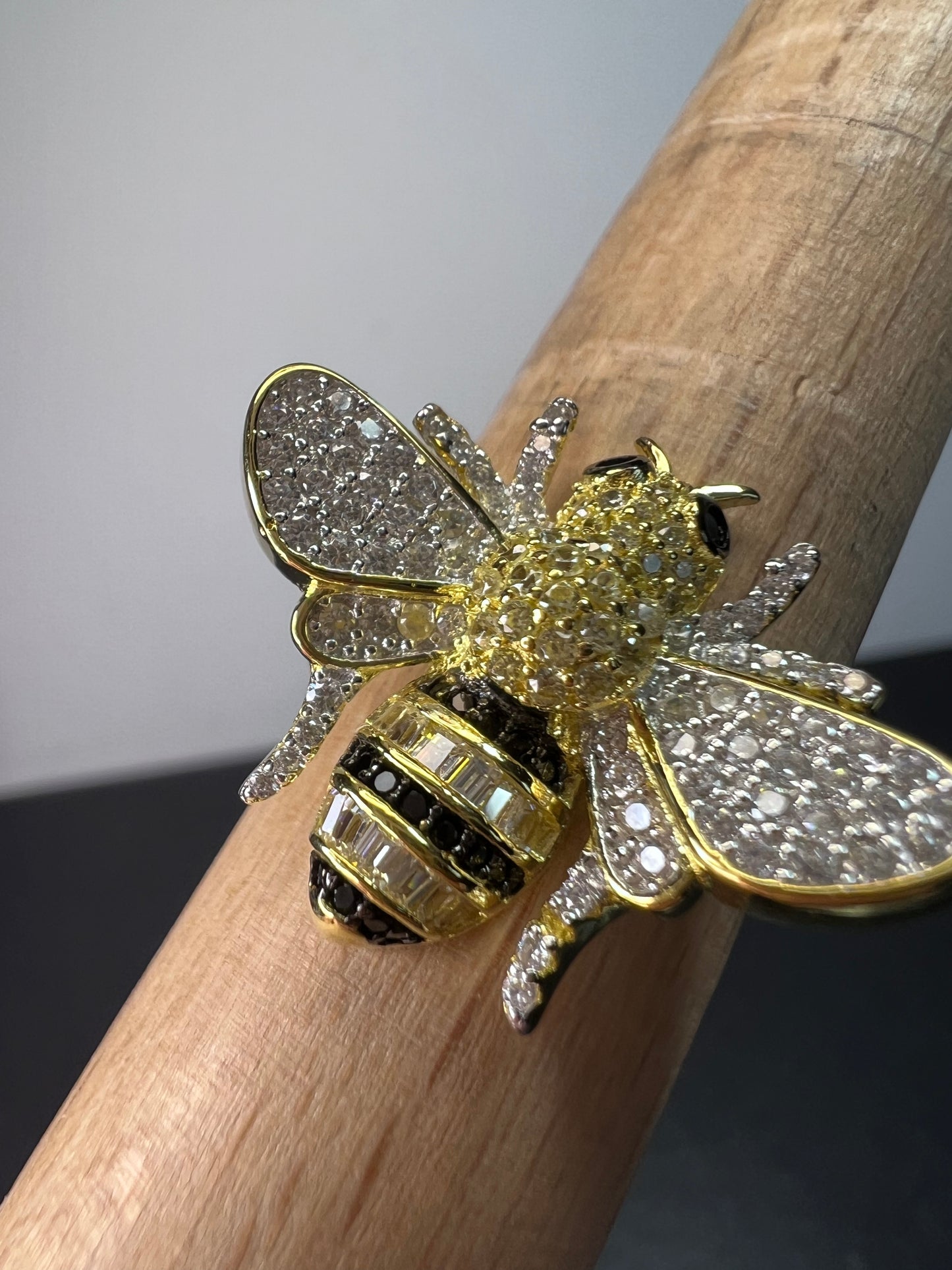 Bumblebee gold over sterling silver CZ ring size 9