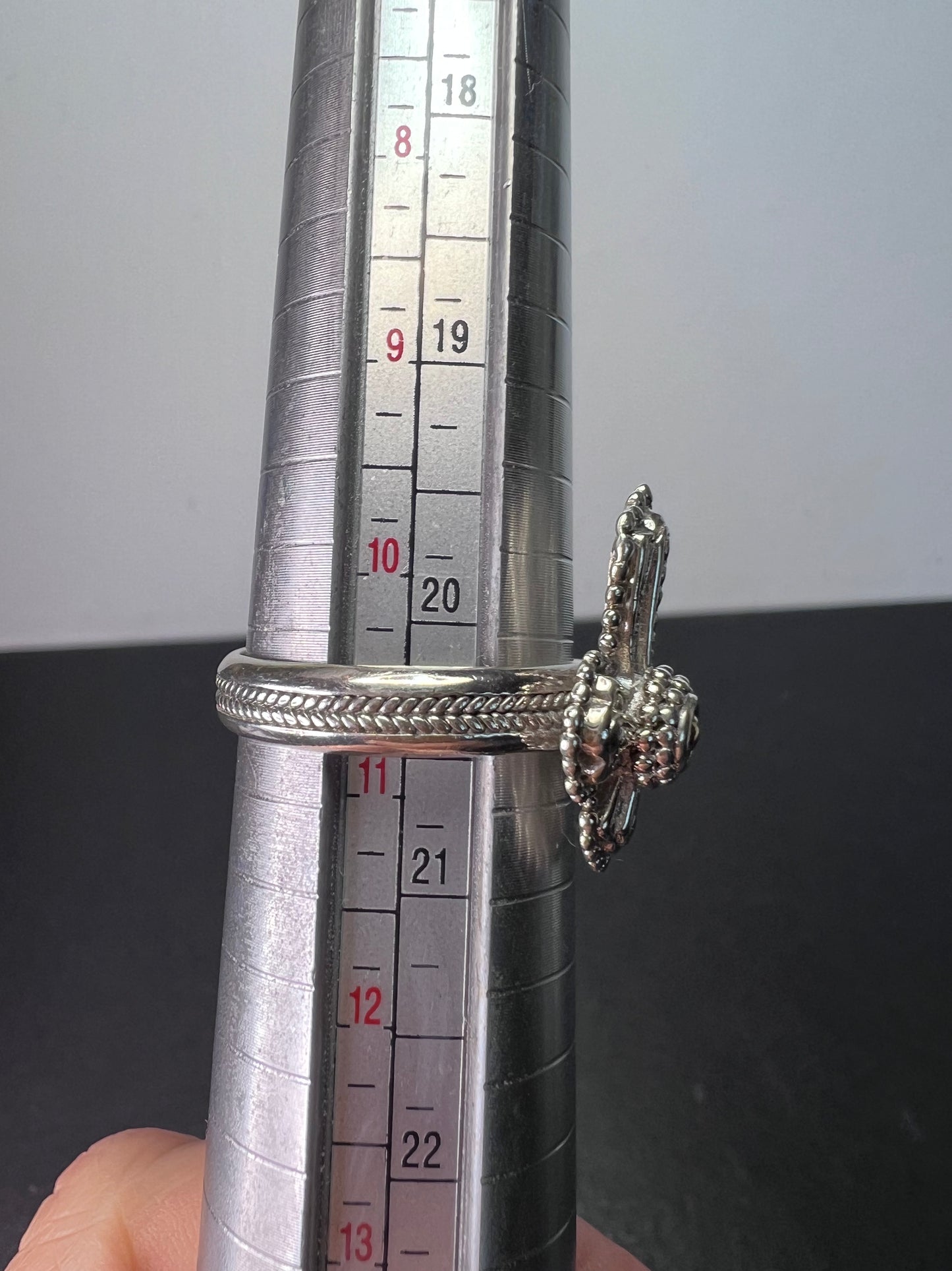 Sarda designer Sterling silver cross ring size 11