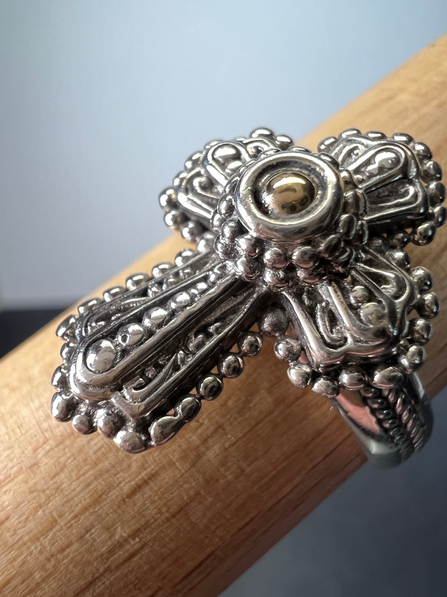 Sarda designer Sterling silver cross ring size 11