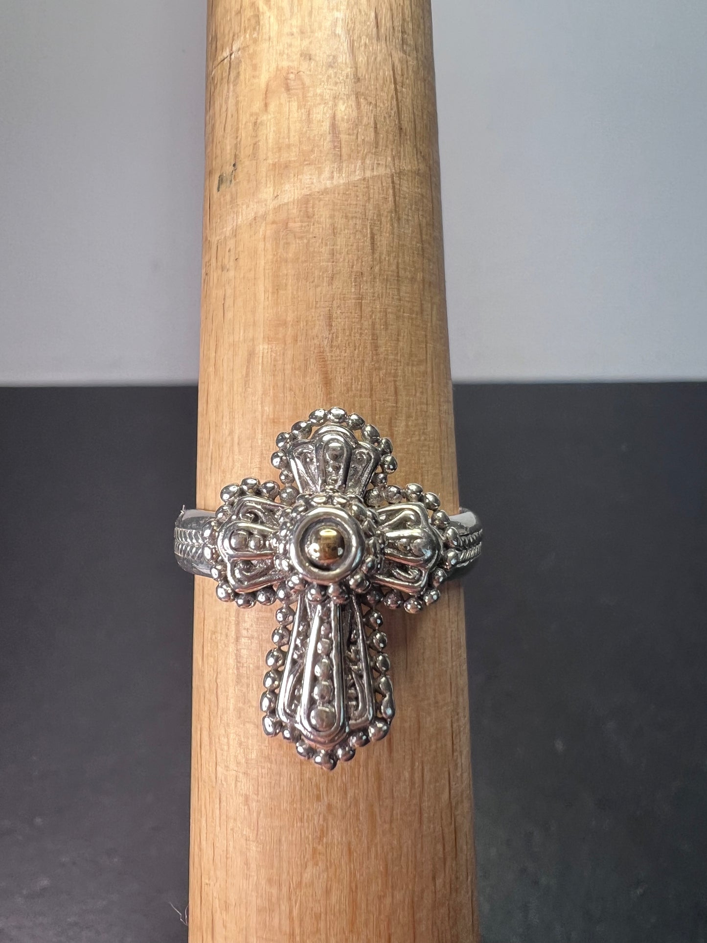 Sarda designer Sterling silver cross ring size 11