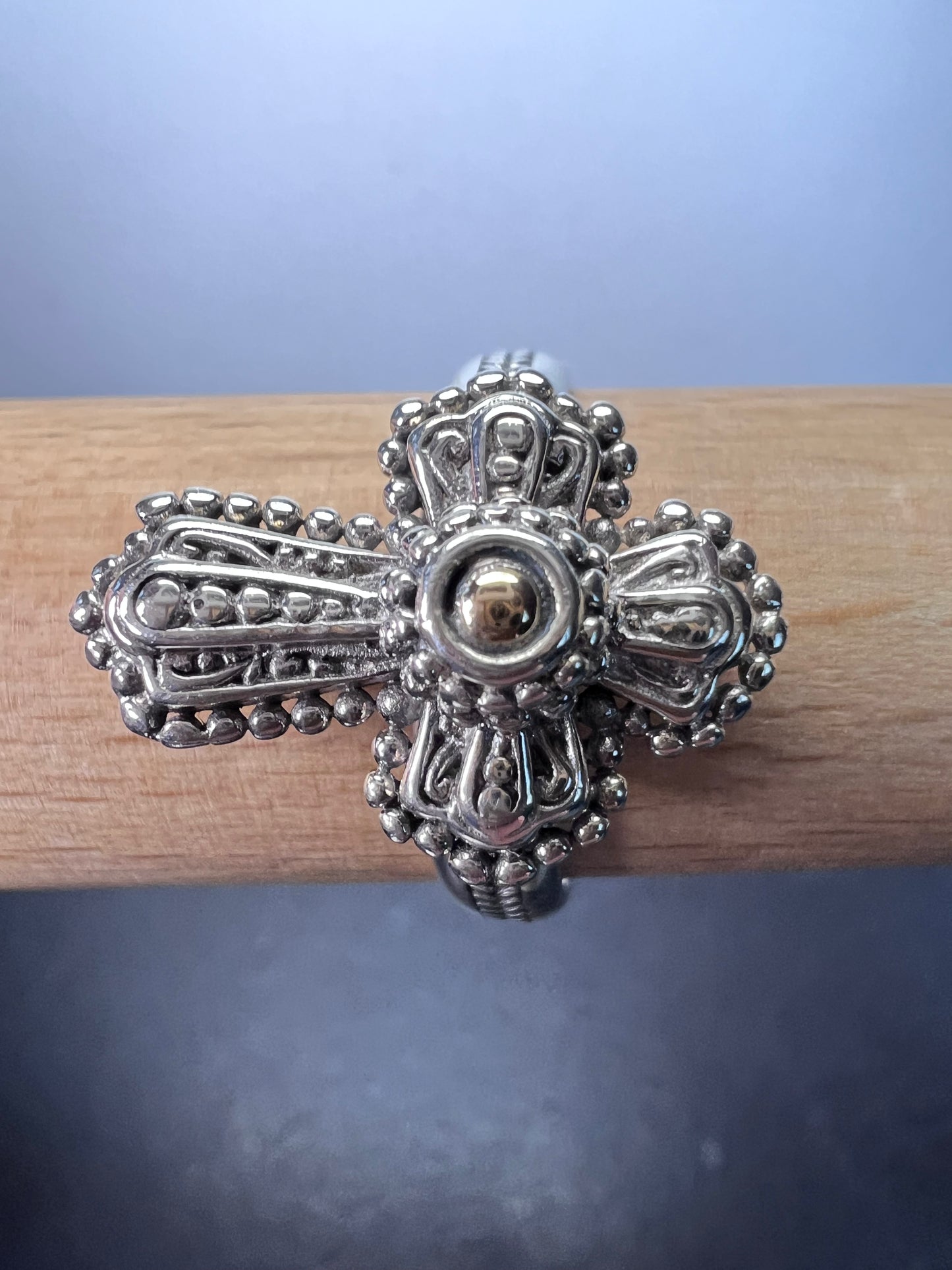 Sarda designer Sterling silver cross ring size 11