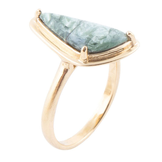 Alpine Green Seraphinite and Golden Bronze Ring