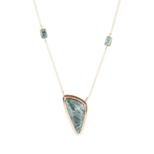 Alpine Green Seraphinite and Golden Necklace