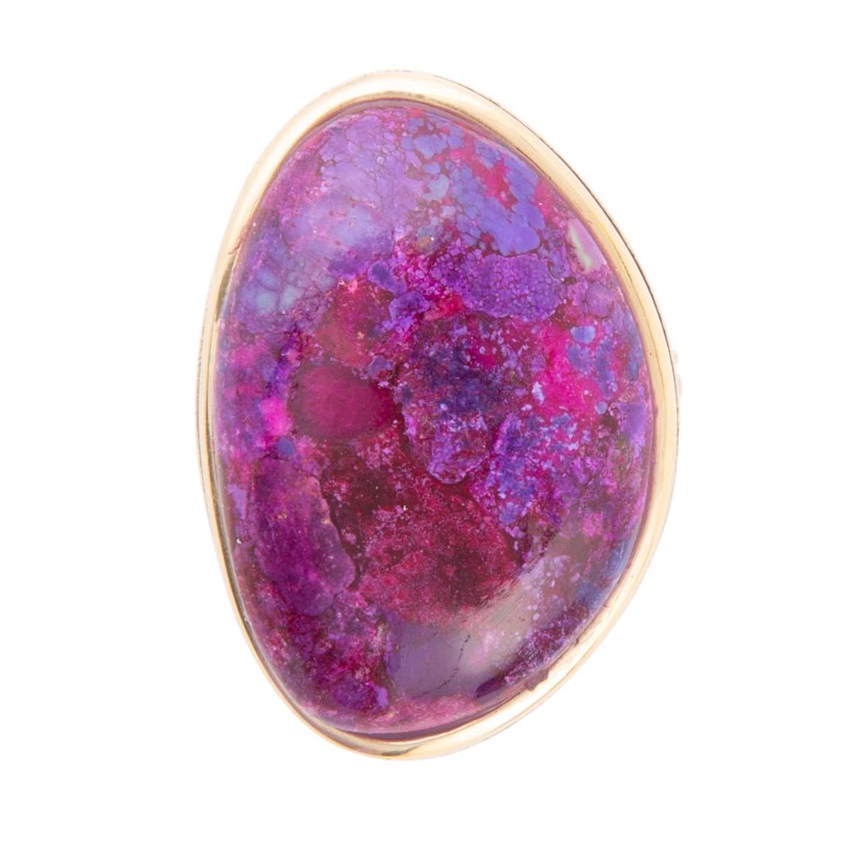 Barse Aruba Purple Turquoise Golden Statement Ring