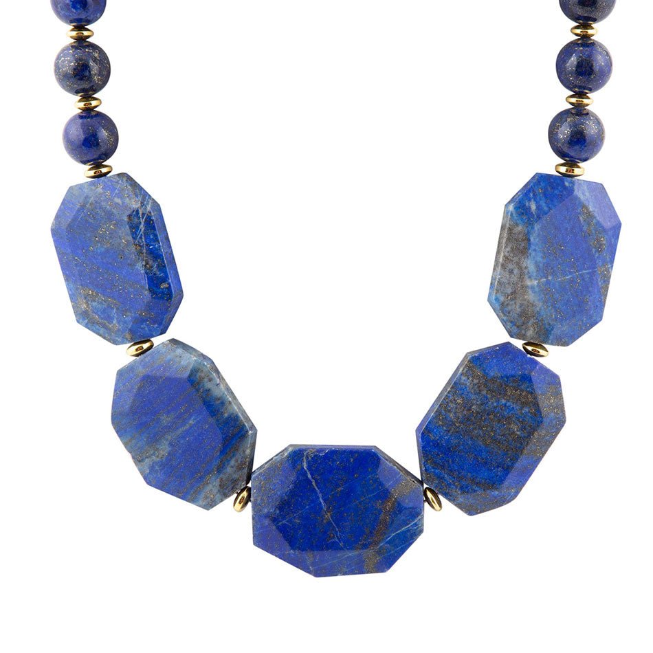 Barse Azul Blue Lapis Golden Statement Necklace