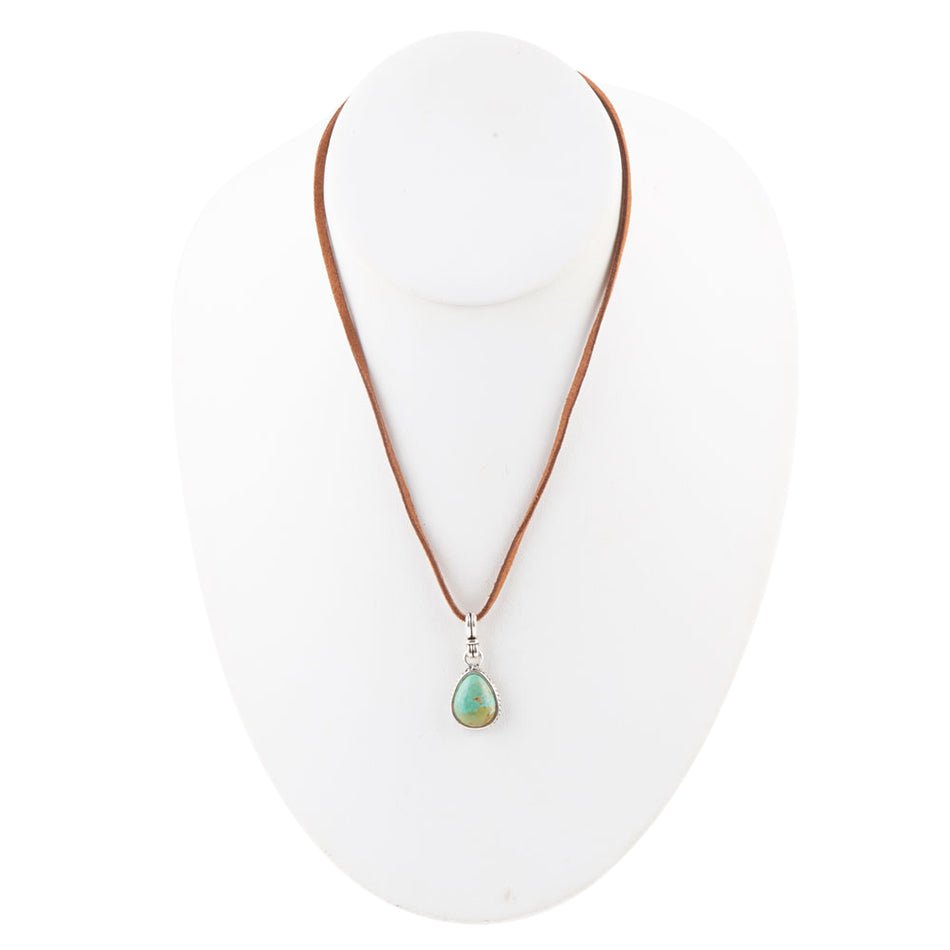 Barse Basic Turquoise and Sterling Silver Pendant Leather Necklace